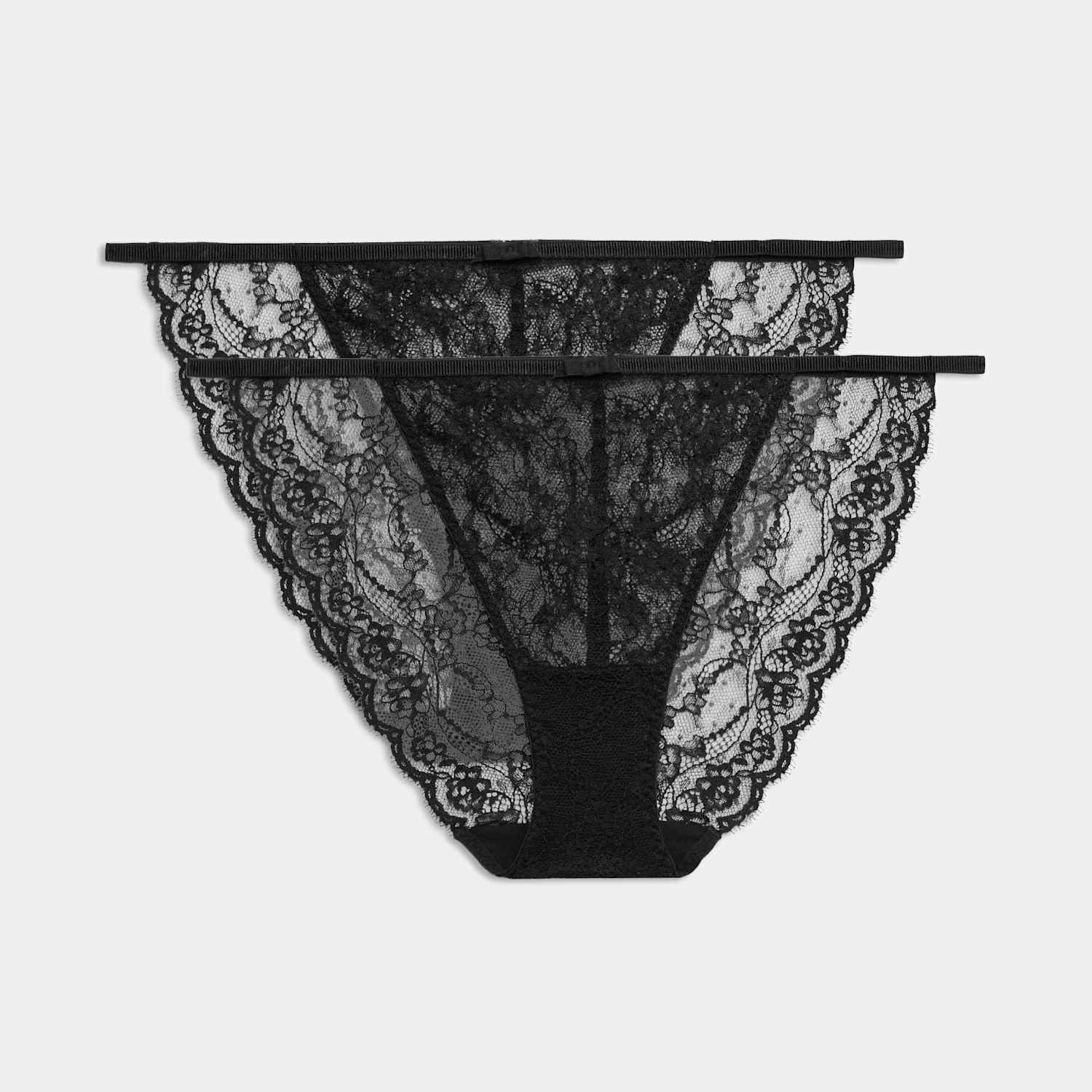 M&S Women's 2 Pack Ida Lace Tanga Bikini Knickers - 6 - Black
