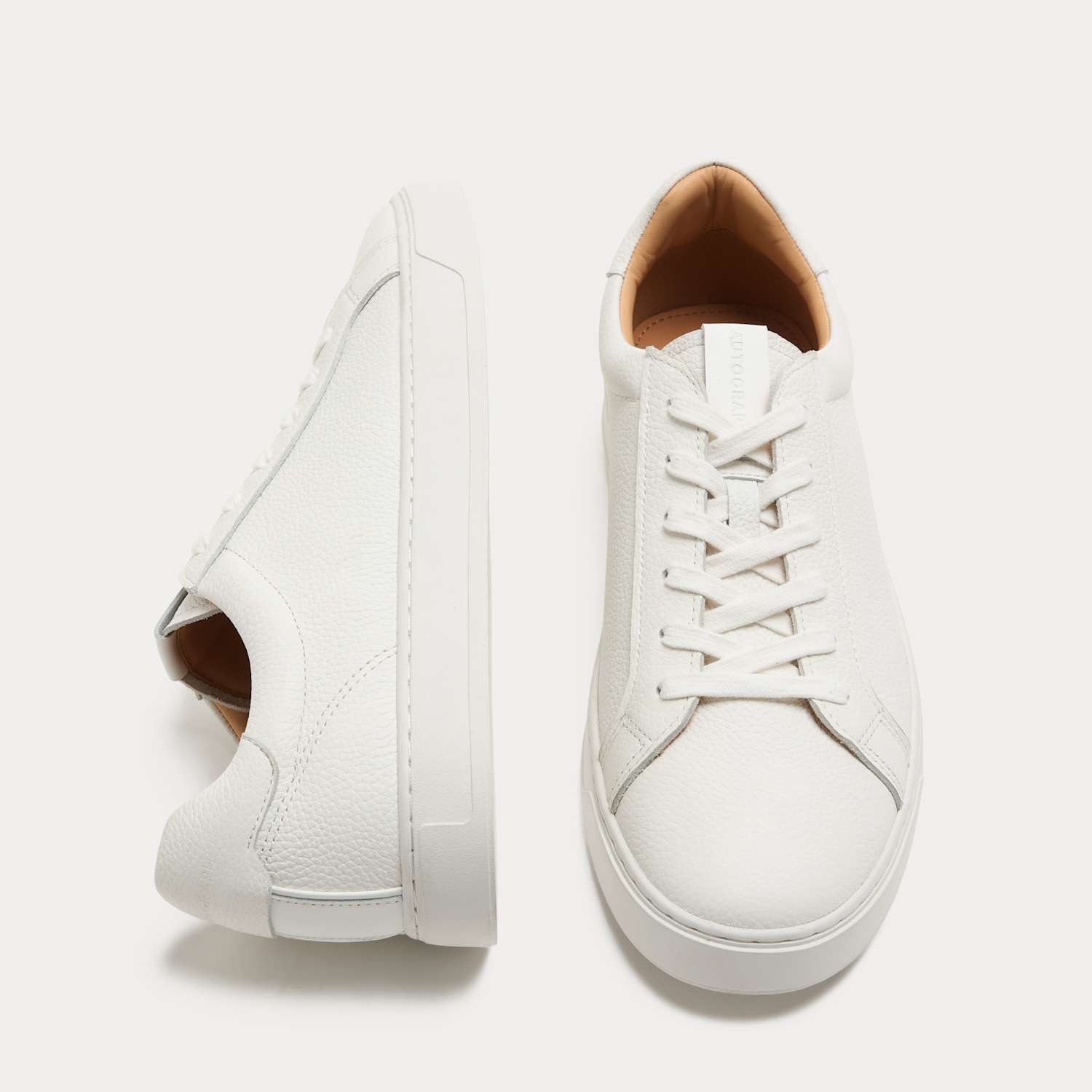 Autograph Men's Wide Fit Leather Lace up Trainers - 8 - White