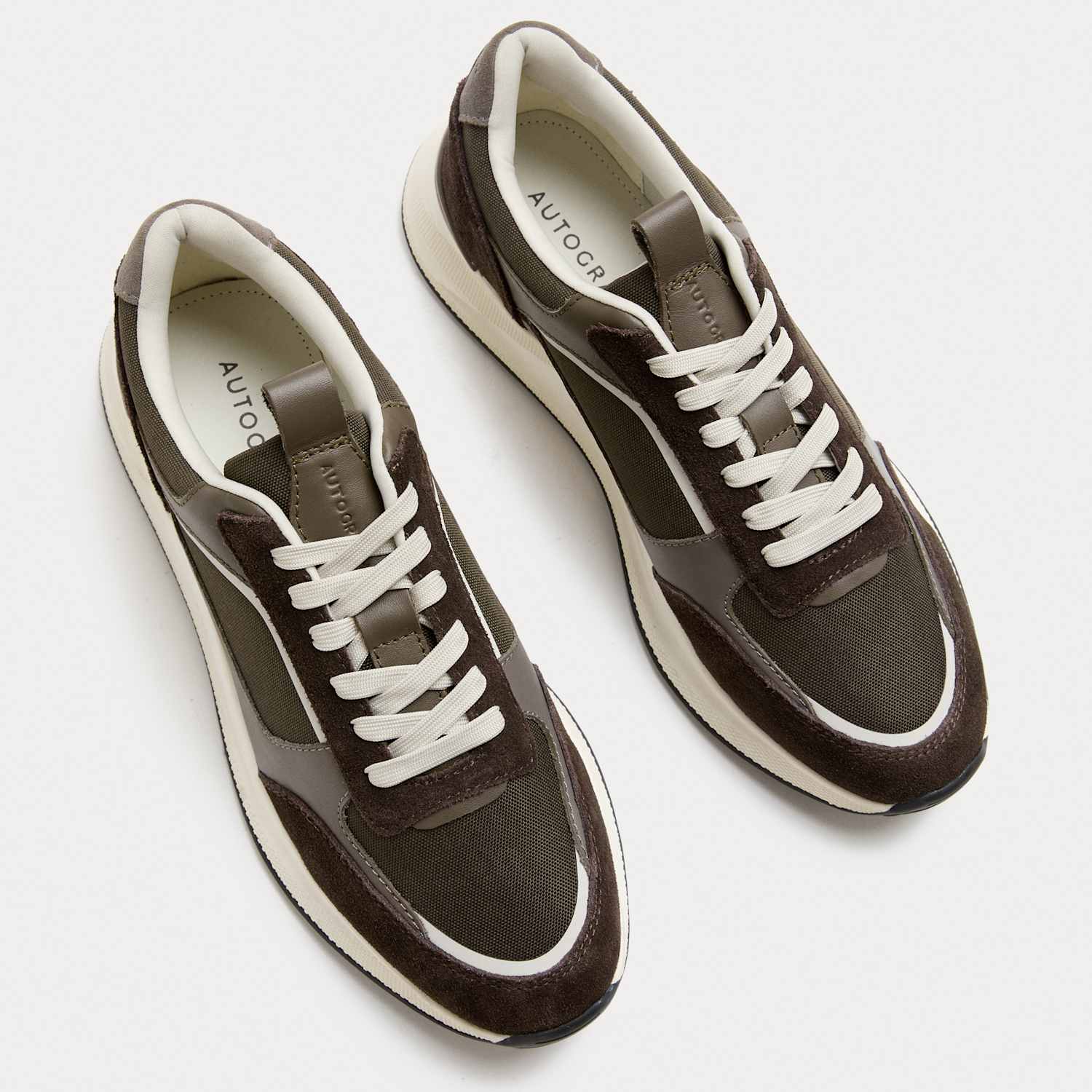 Autograph Men's Lace Up Mesh Runner Trainers - 6 - Brown Mix