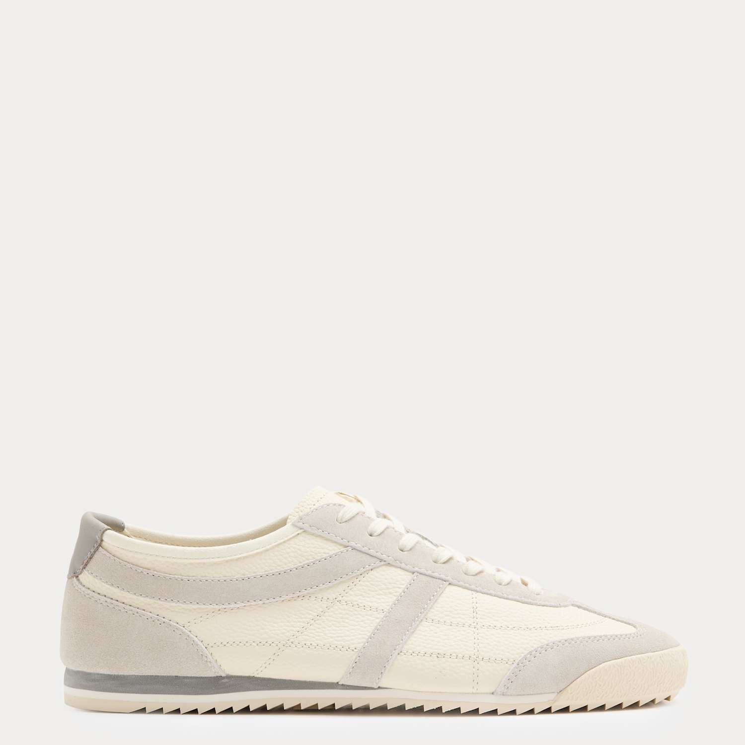 M&S Men's Slimline Leather Trainers - 6 - White Mix