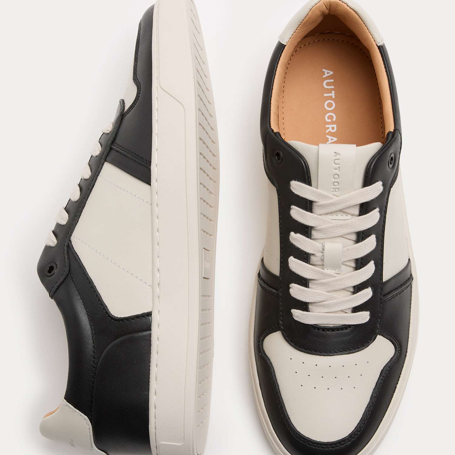 Autograph Men's Leather Colour Block Trainers - 8 - Black Mix