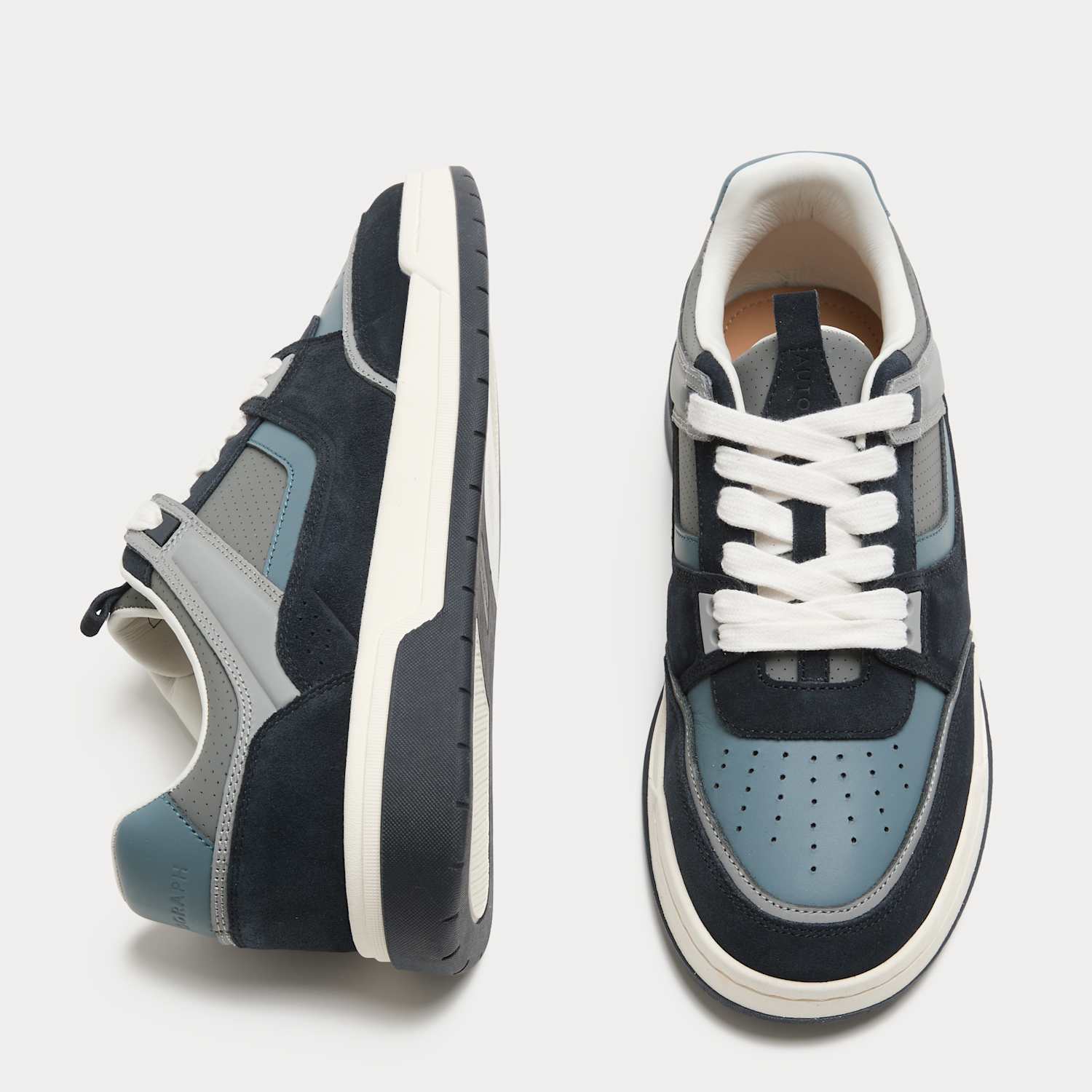Autograph Men's Leather High Profile Lace Up Trainers - 8 - Blue Mix