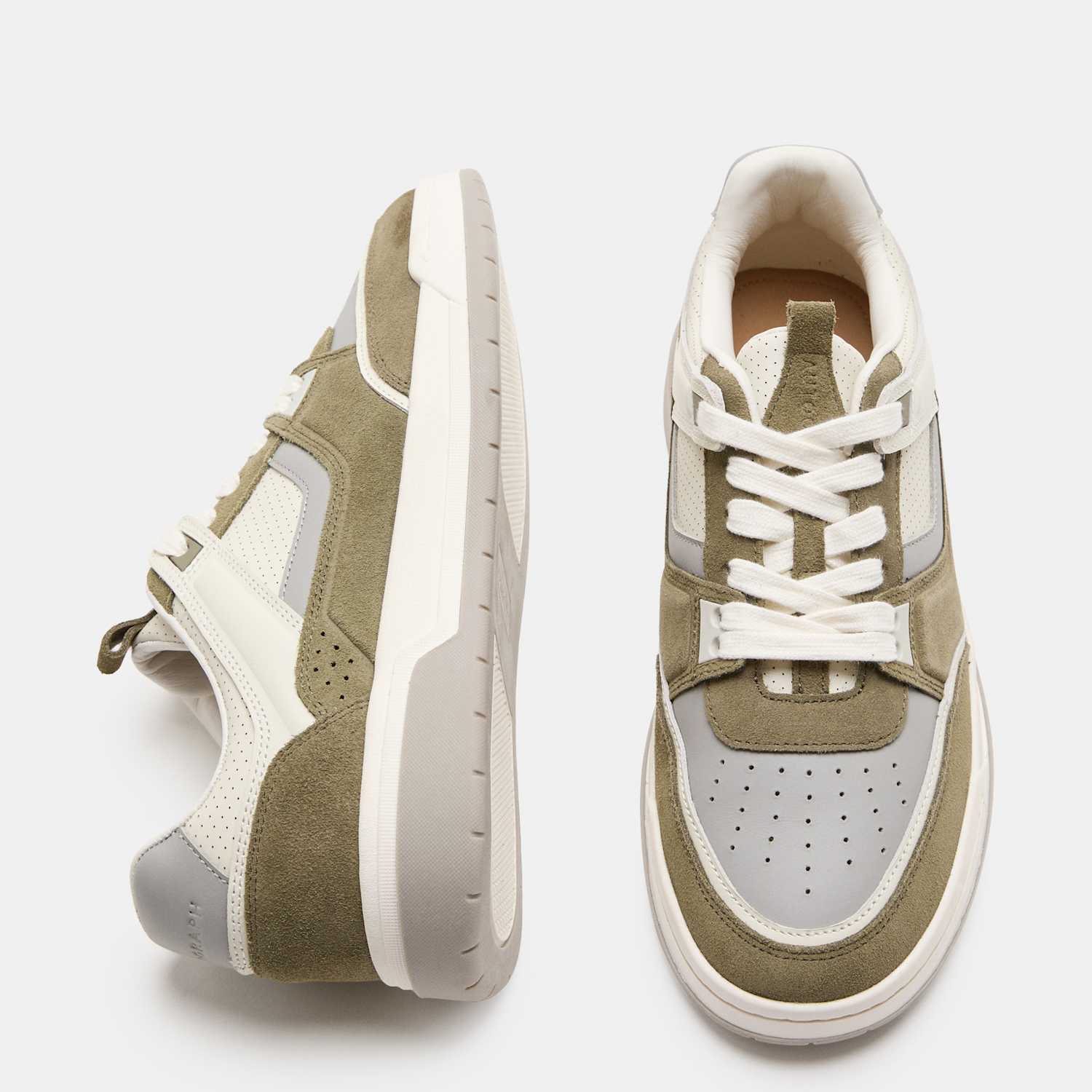 Autograph Men's Leather High Profile Lace Up Trainers - 6 - Khaki Mix