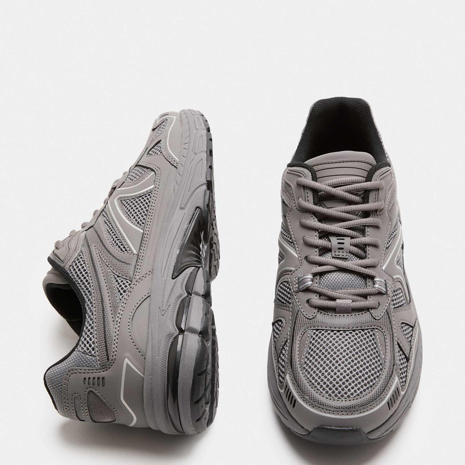 M&S Men's Lifestyle Mesh Mix Lace up Trainers - 7 - Dark Grey Mix