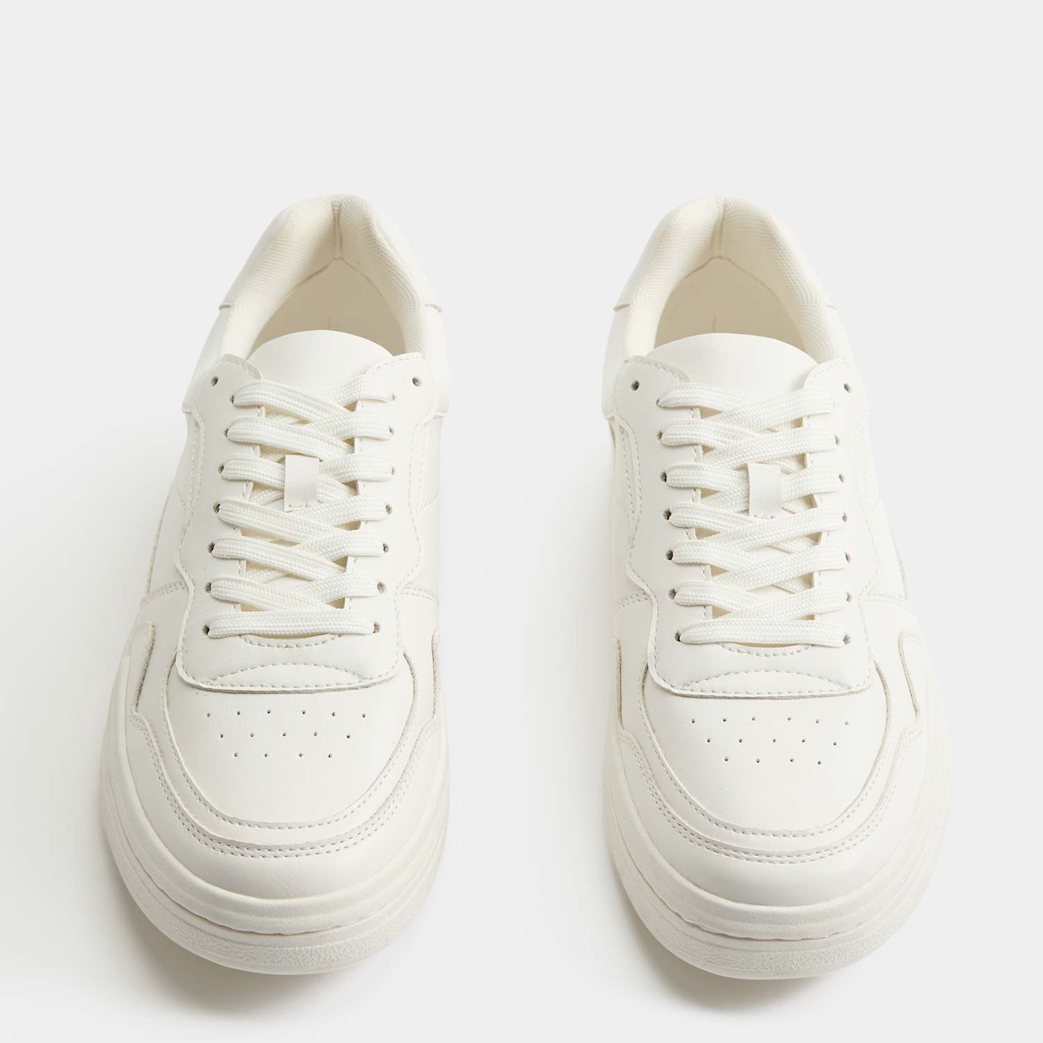 M&S Men's Lace Up Court Trainers - 10 - White Mix