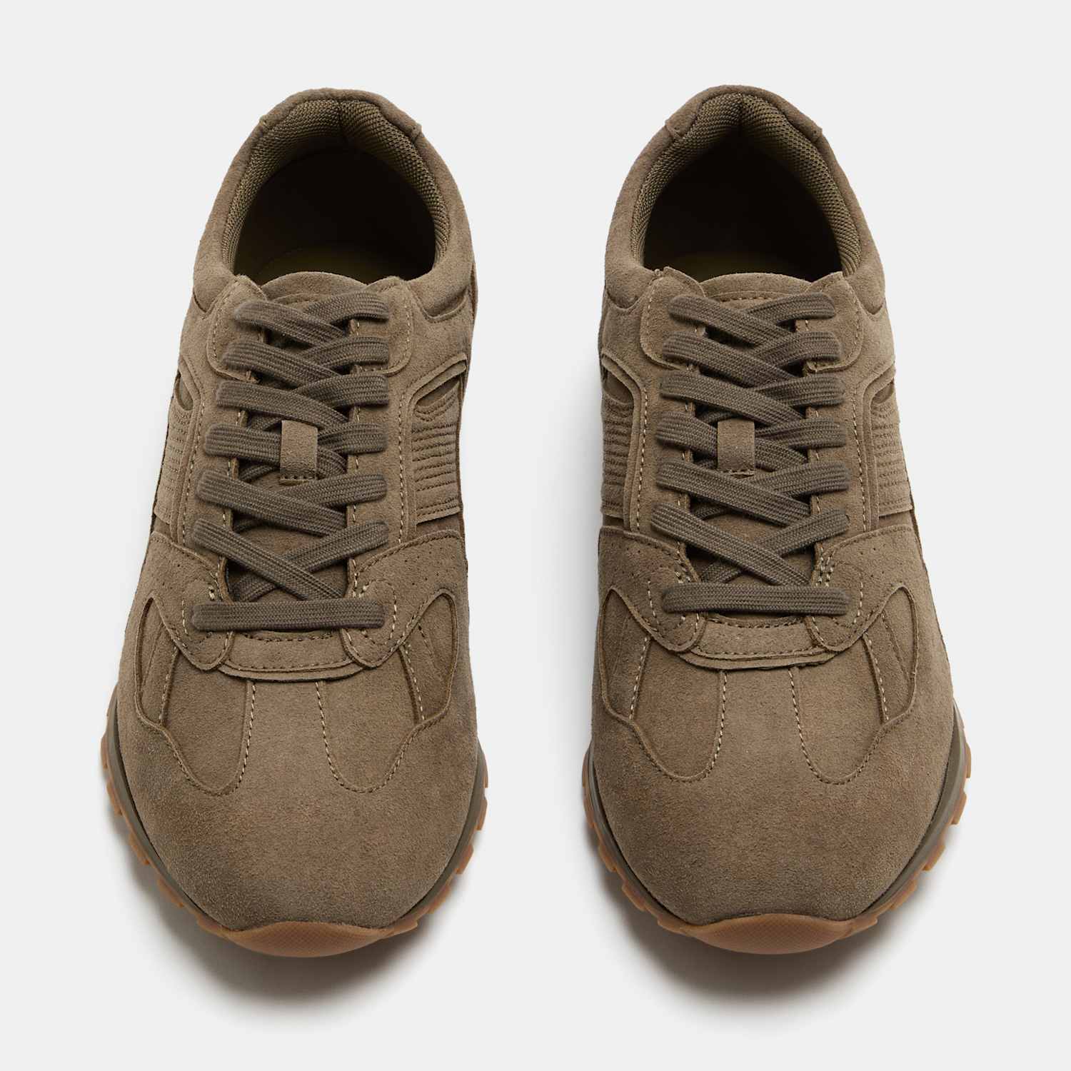 M&S Men's Slim Lace Up Runner Trainers - 8 - Khaki