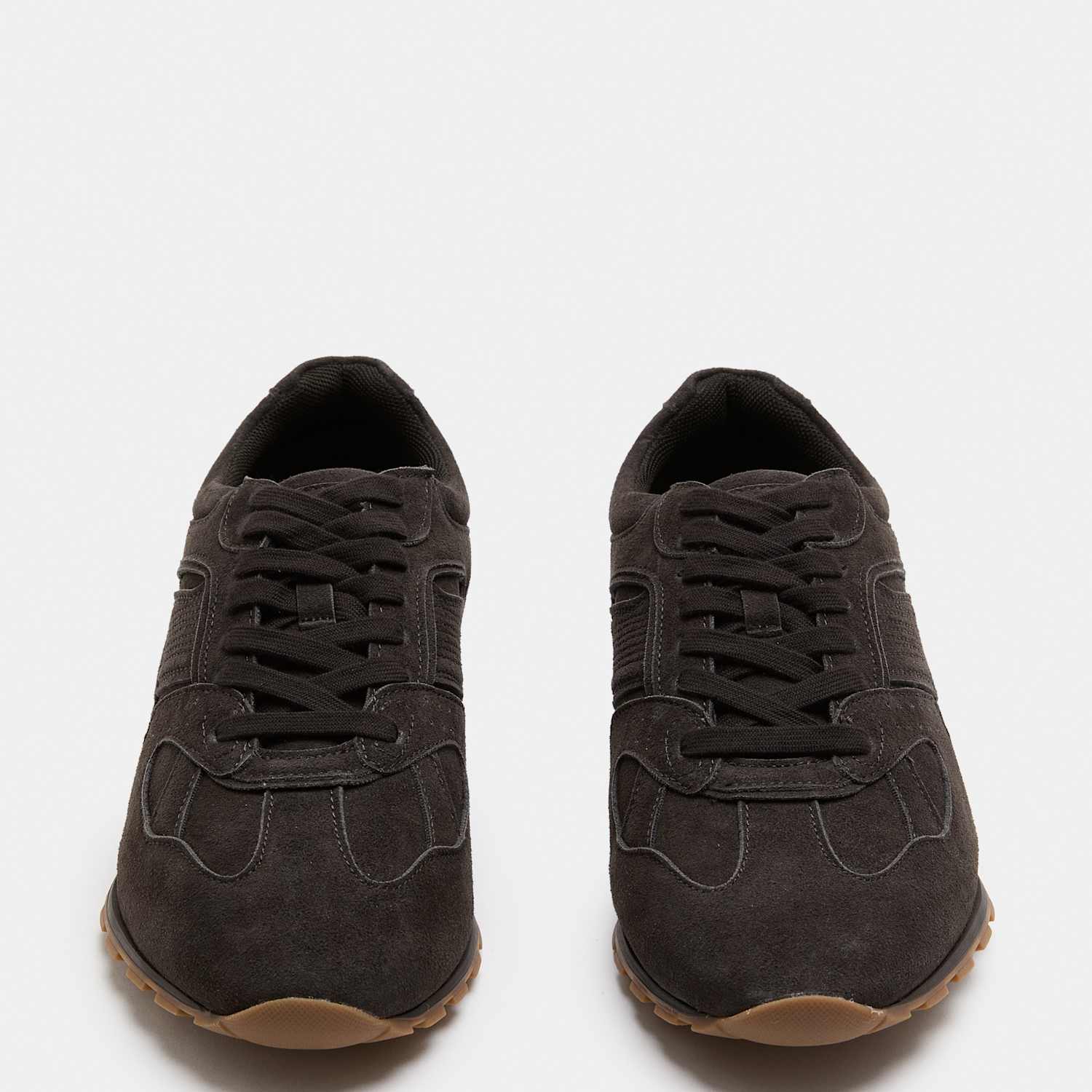 M&S Men's Slim Lace Up Runner Trainers - 11 - Dark Brown