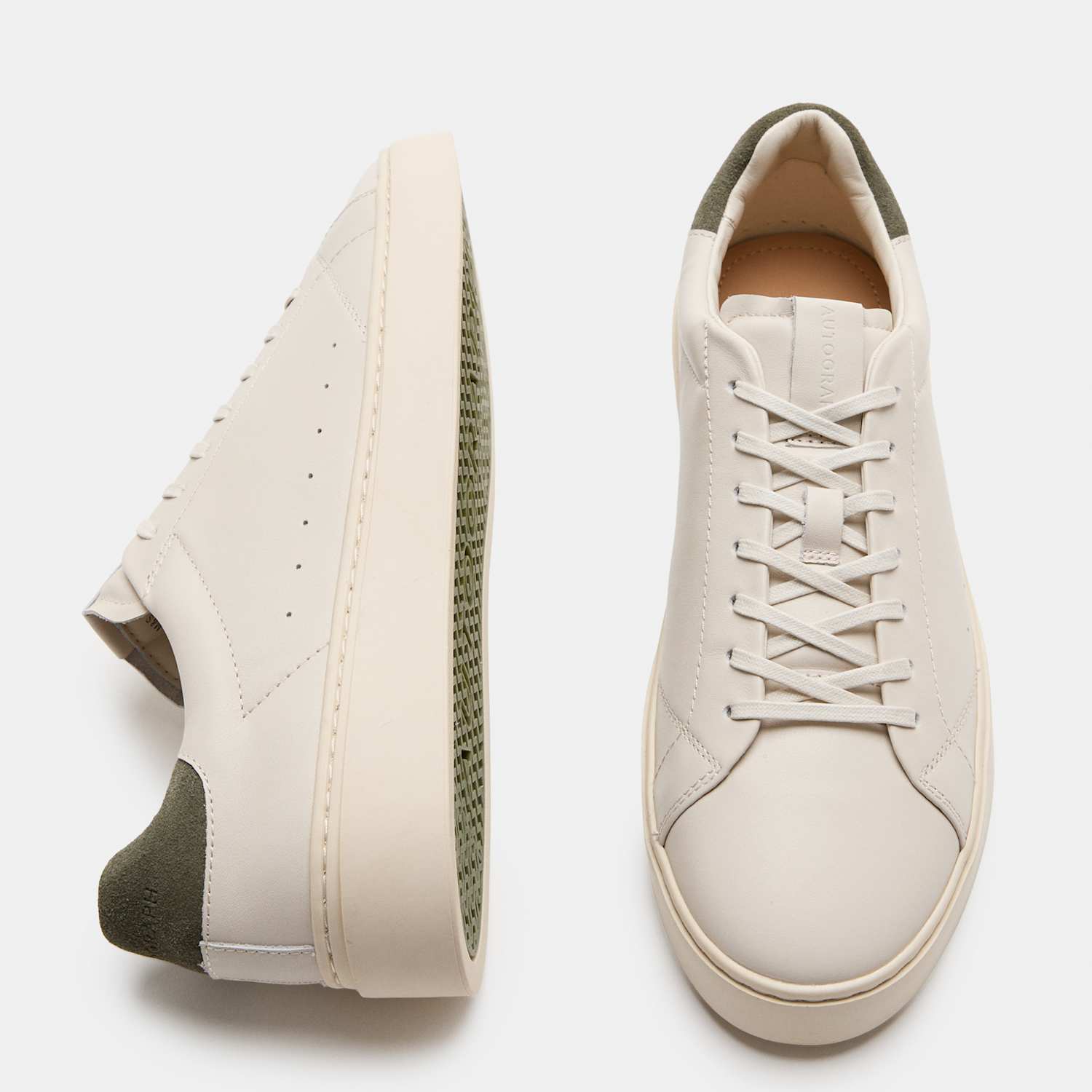 Autograph Men's Leather Lace Up Cupsole Trainers - 9 - Natural Mix