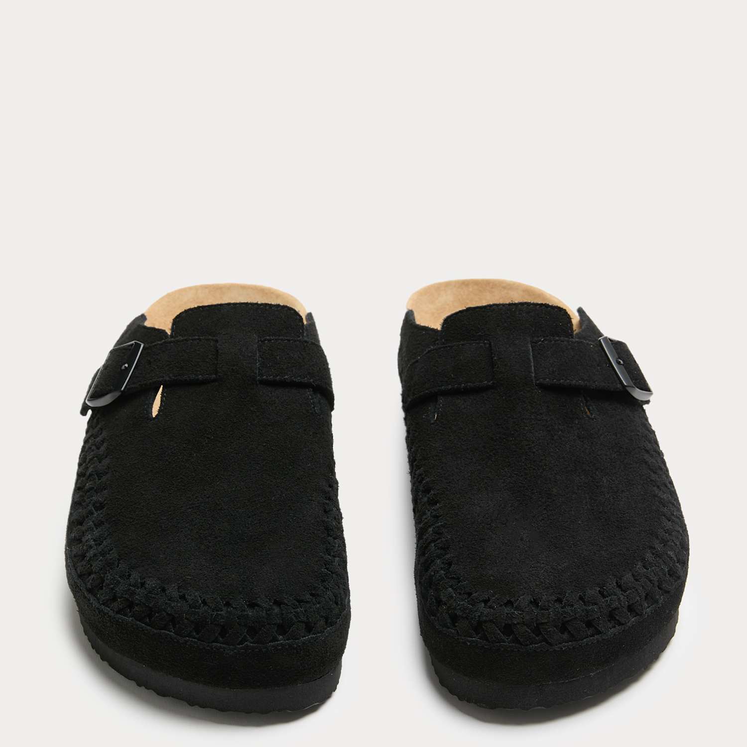 M&S Men's Woven Suede Corkbed Mule Sandals - 6 - Black