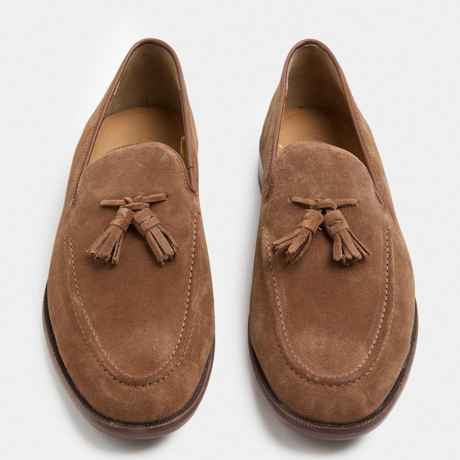 M&S Men's Suede Tassel Loafers - 9 - Tan