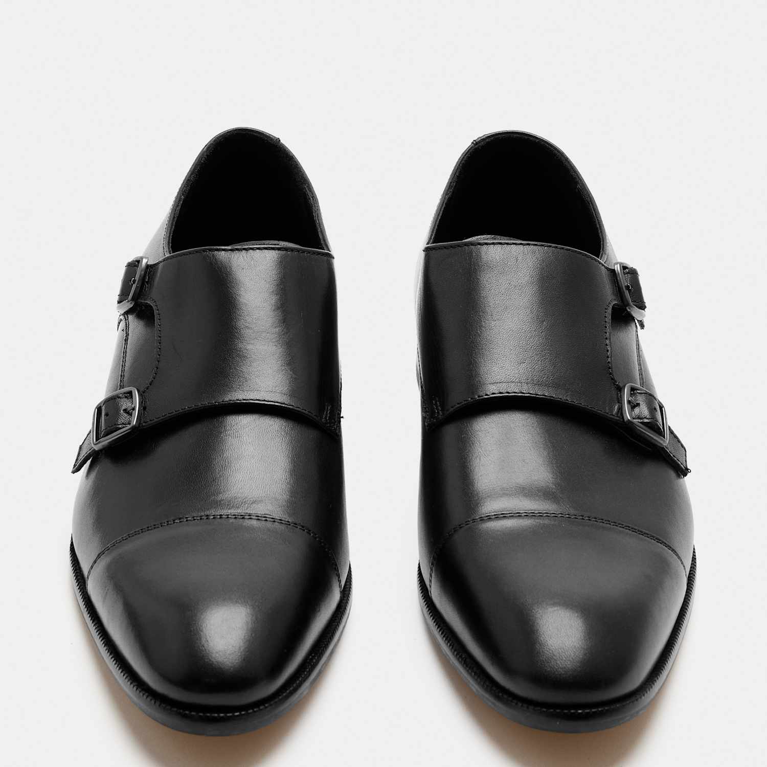 M&S Men's Leather Monk Strap Shoes - 10 - Black