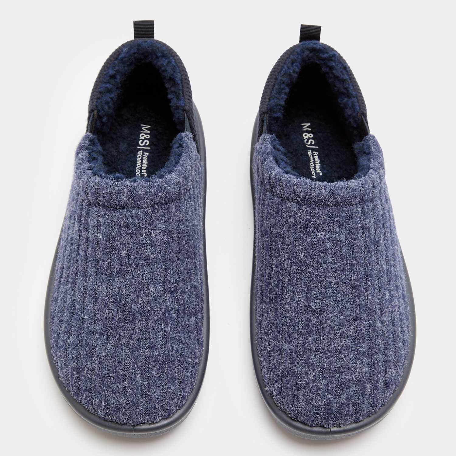 M&S Men's Contrast Slippers with Freshfeet - 12 - Navy Mix
