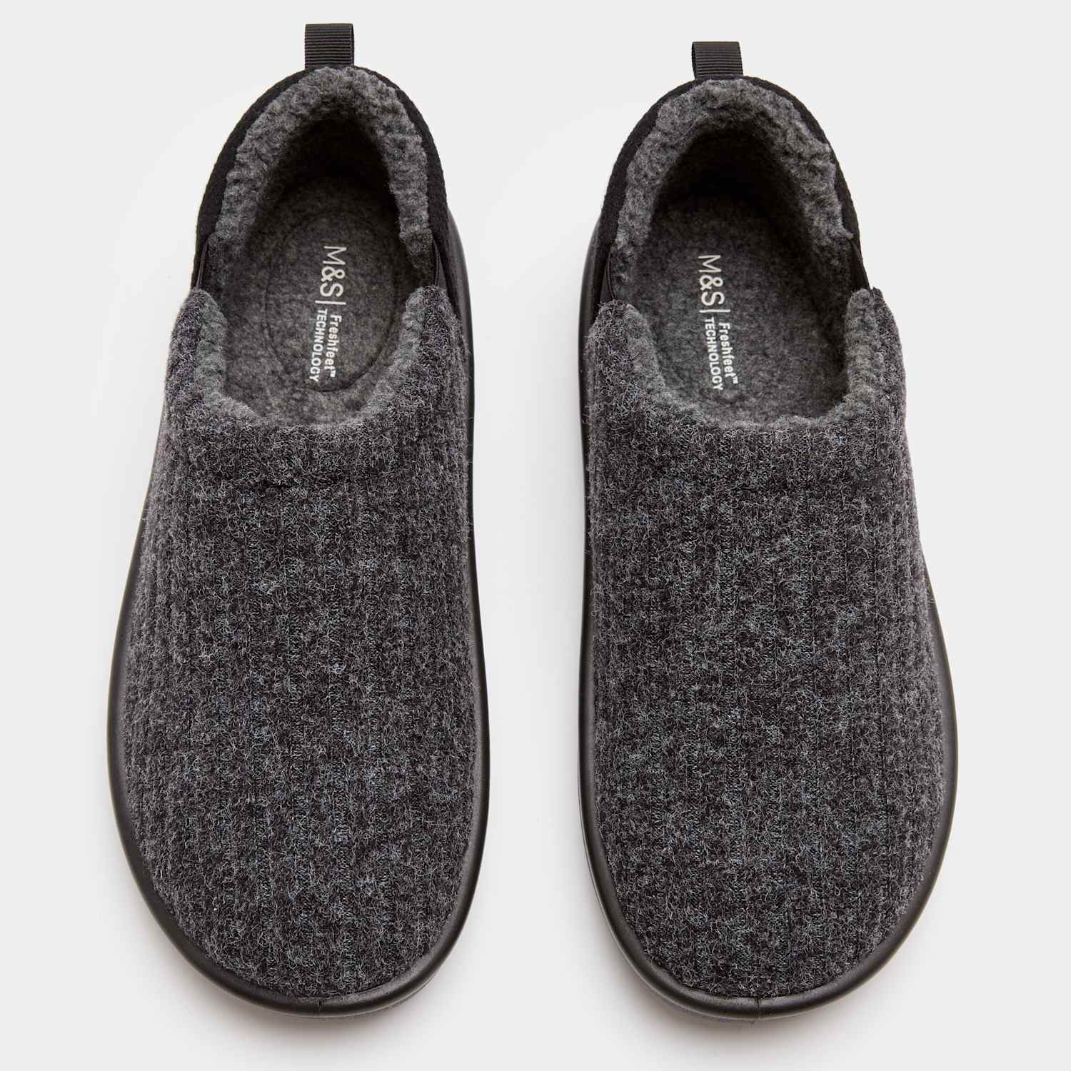 M&S Men's Contrast Slippers with Freshfeet - 10 - Grey Mix