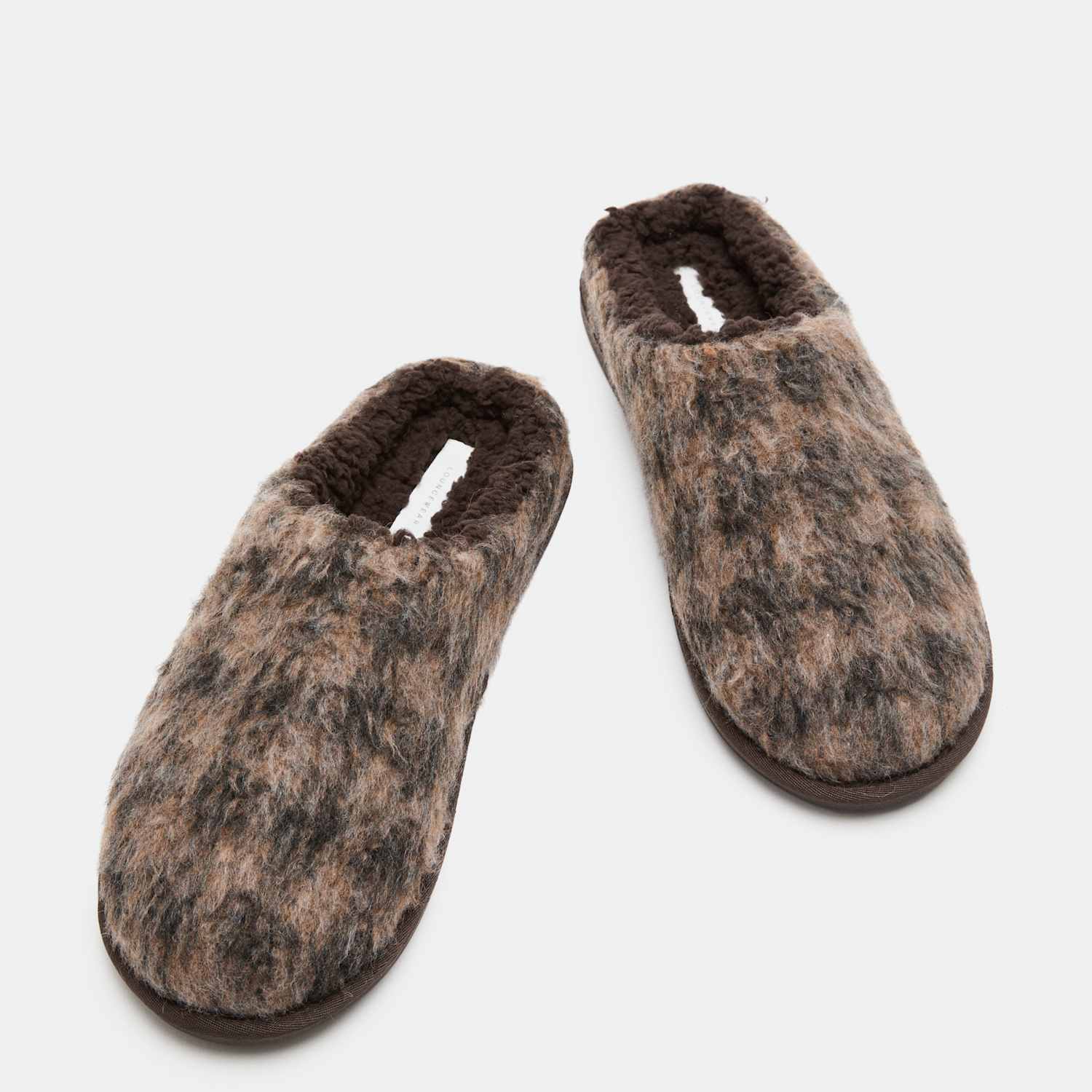 M&S Men's Brushed Checked Mule Slippers with Freshfeet - 10 - Brown Mix