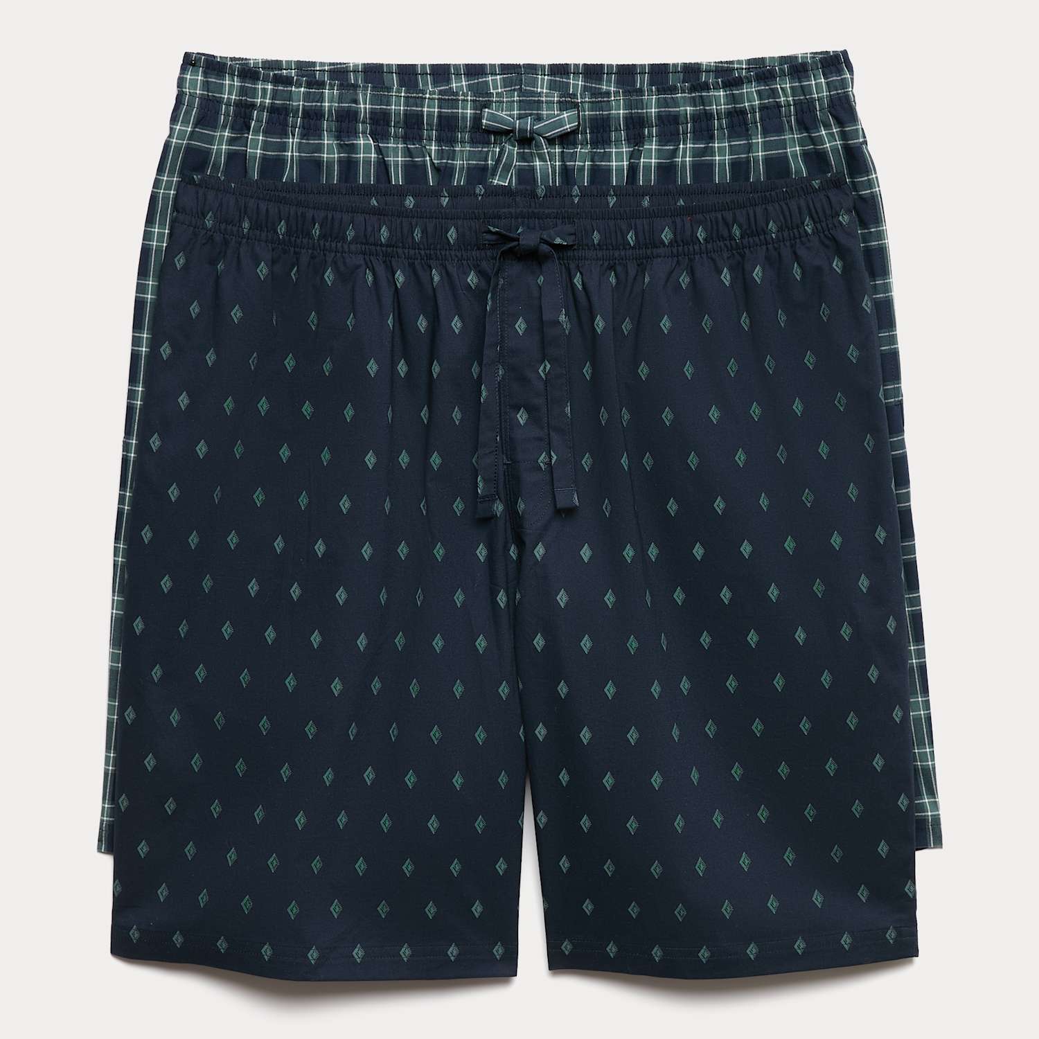 M&S Men's 2 Pack Pure Cotton Pyjama Shorts - L - Navy Mix