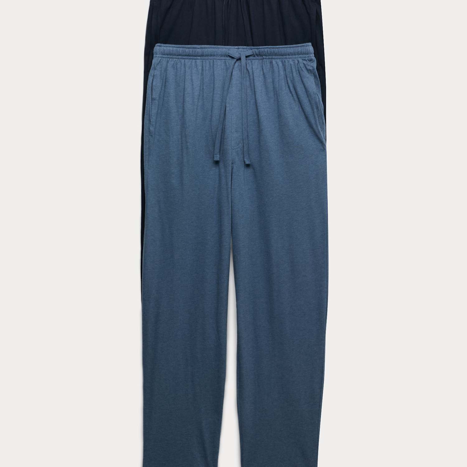 M&S Men's 2 Pack Pure Cotton Pyjama Bottoms - 2XL - Blue Mix