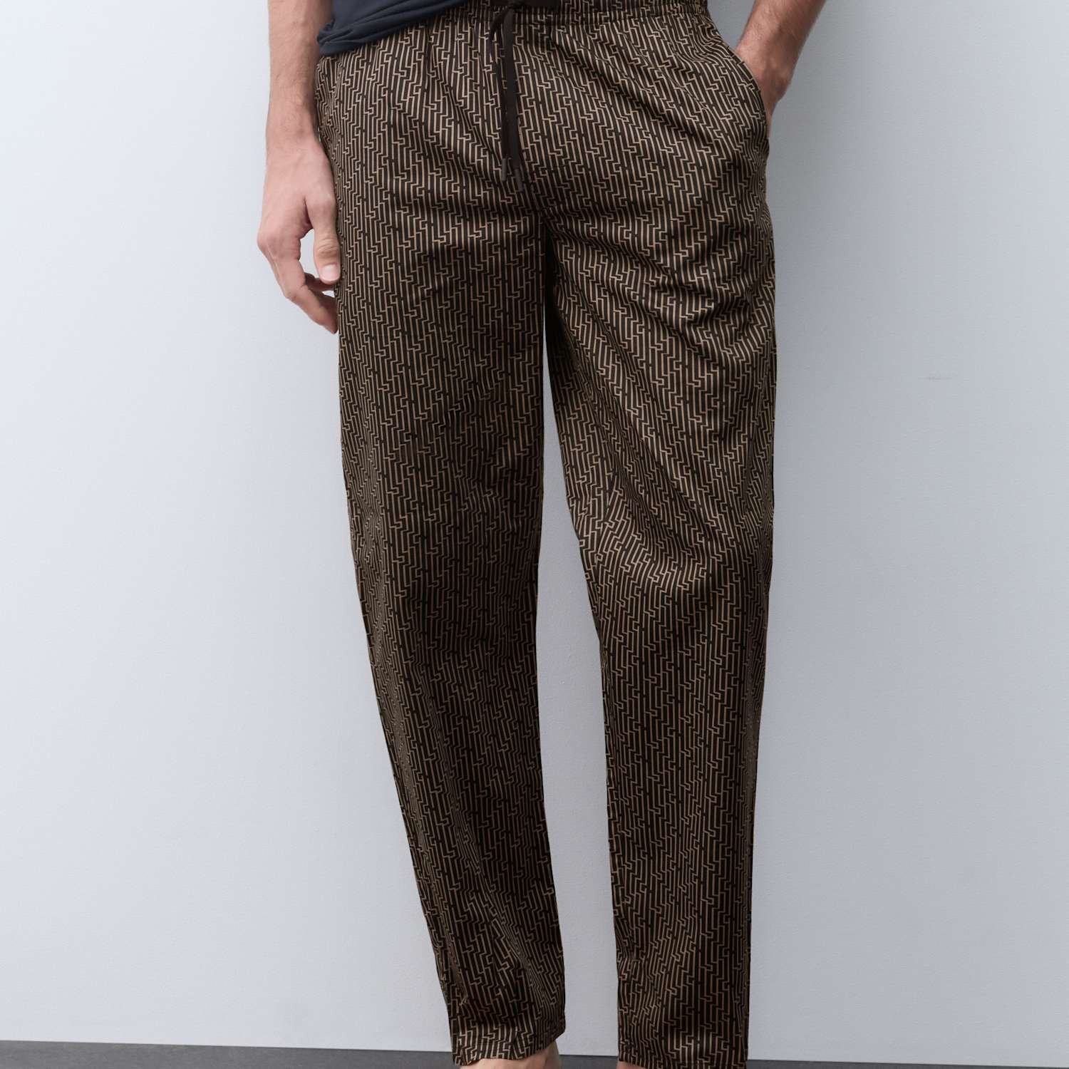 Autograph Men's Cotton Rich Geometric Print Pyjama Bottoms - S - Dark Mole