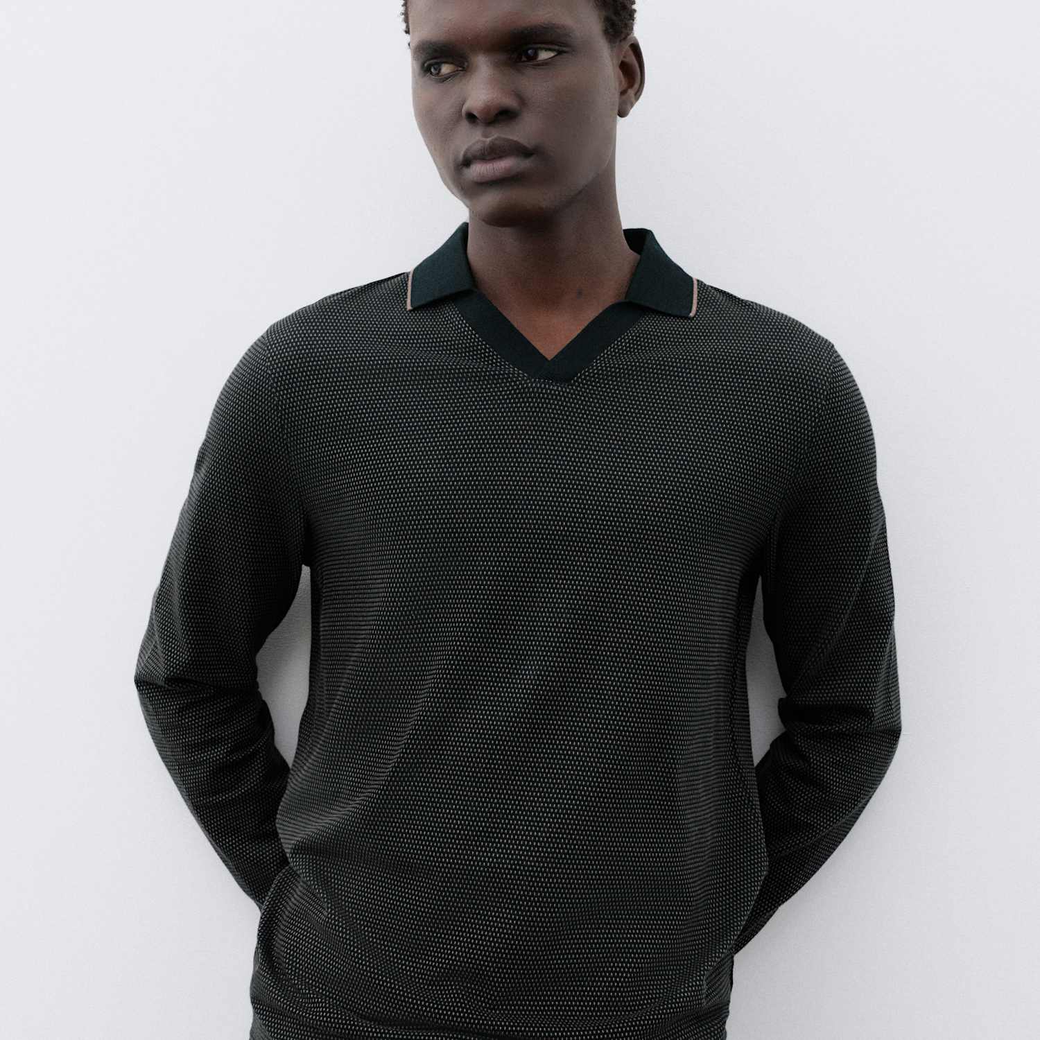 Autograph Men's Cotton Rich Jacquard Pyjama Top - XL - Black Mix