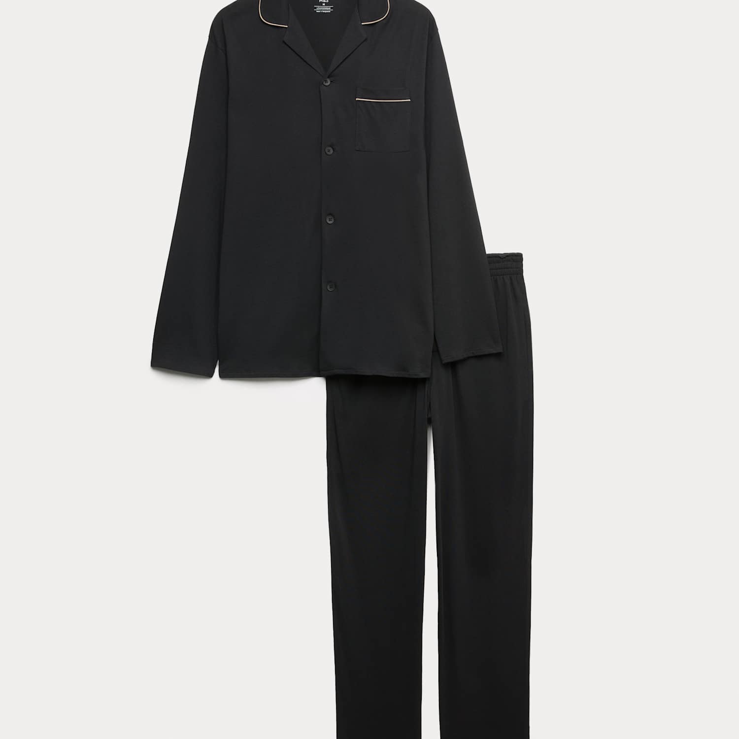 M&S Men's Cotton Modal Blend Pyjama Set - S - Black