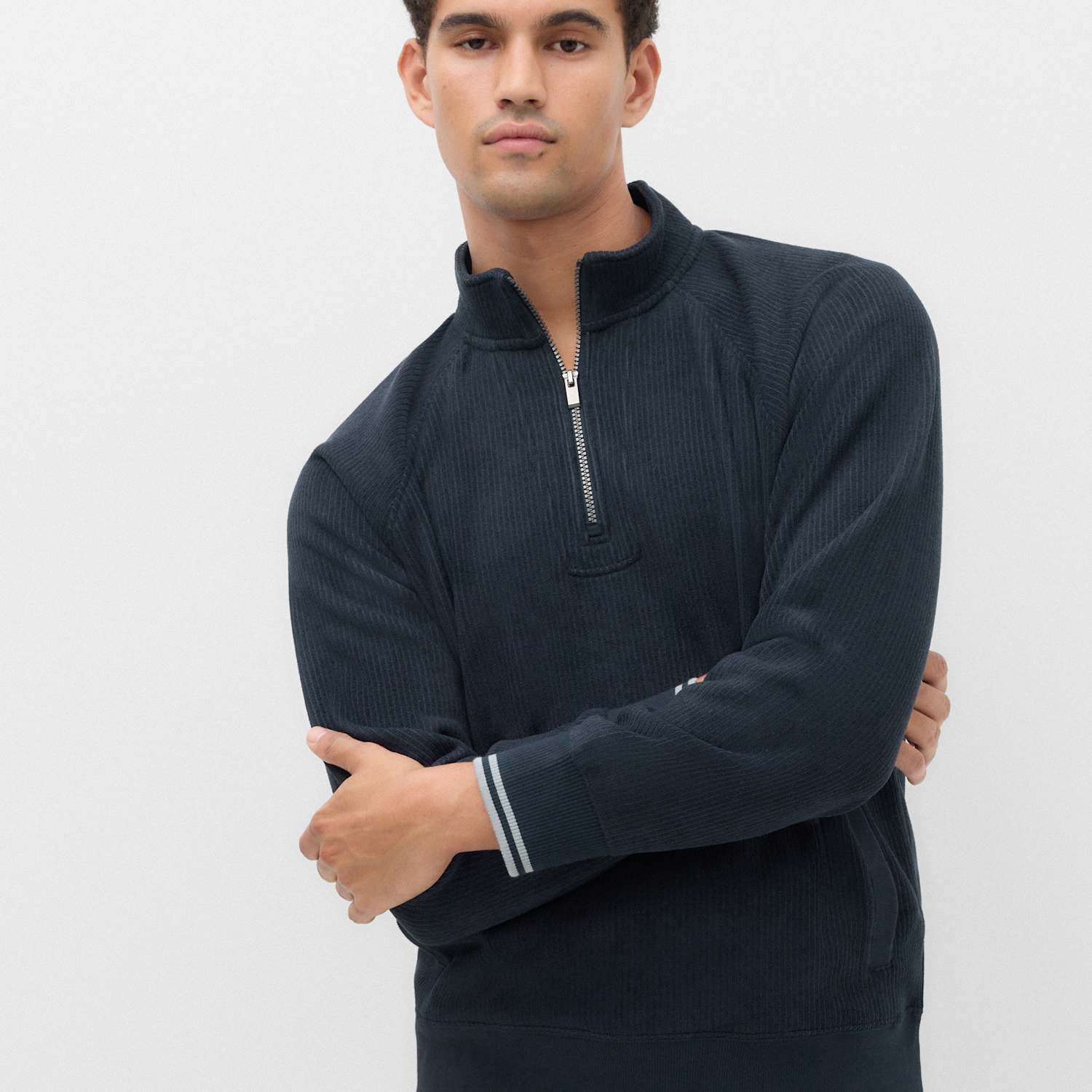 M&S Men's Fleece Half Zip Loungewear Top - XL - Dark Navy