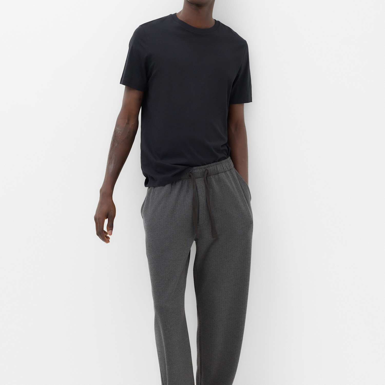 M&S Men's Herringbone Pyjamas Bottoms - L - Grey Mix