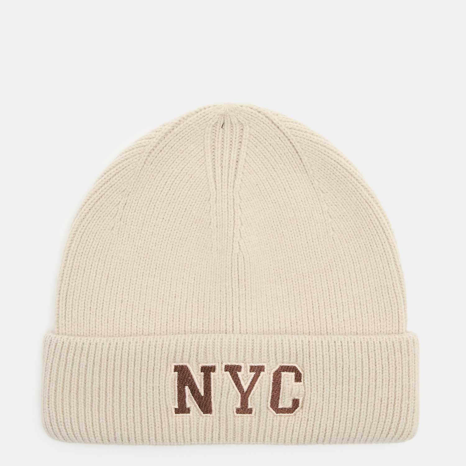 M&S Men's Embroidered NYC Beanie Hat - Beige