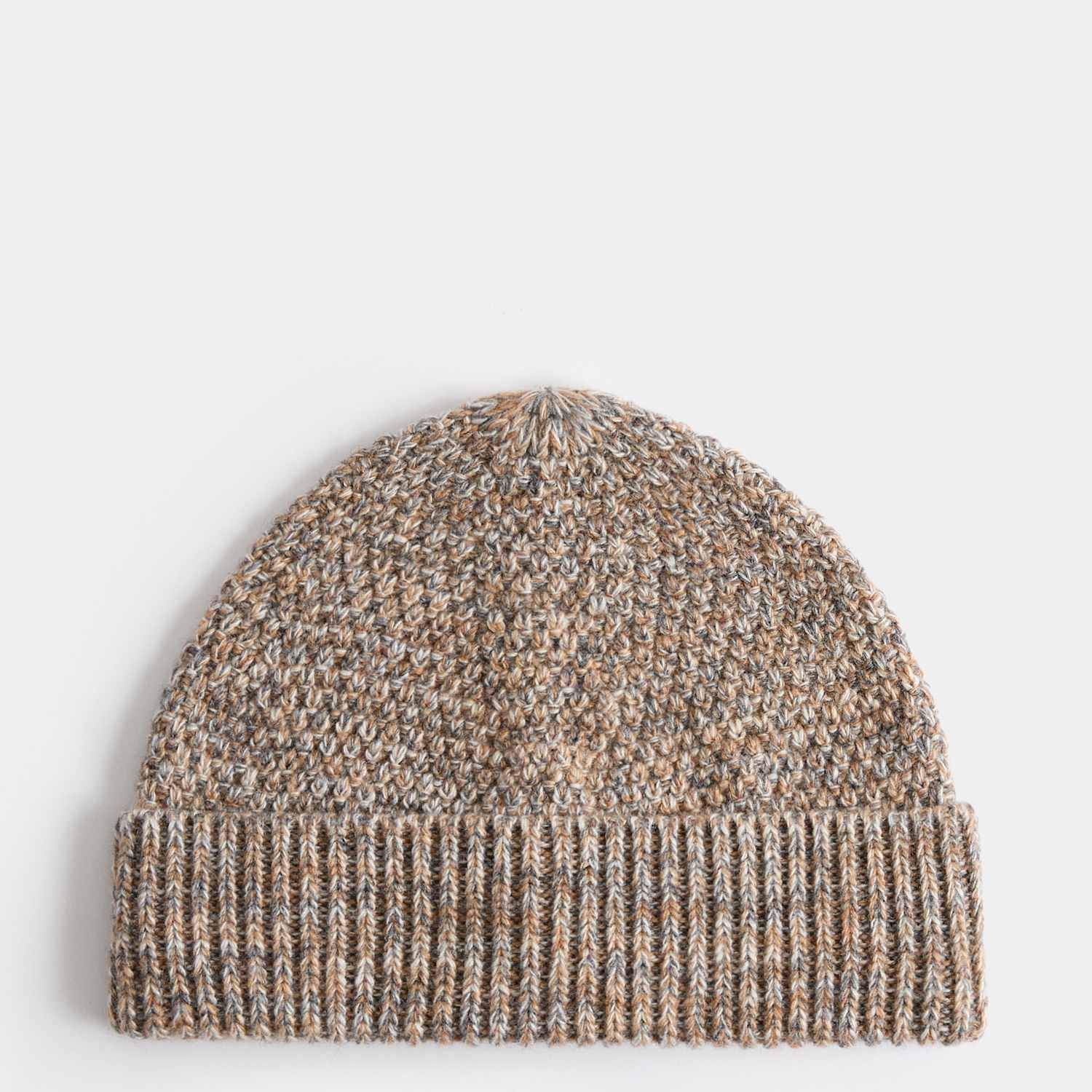 M&S Men's Knitted Beanie Hat With Wool - Brown Mix