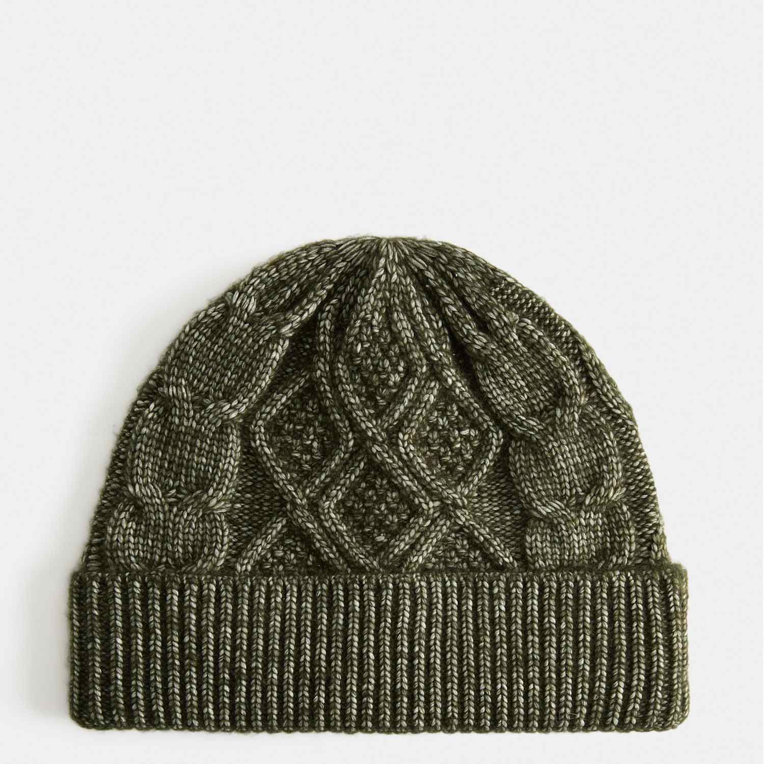 M&S Men's Cable Knit Beanie Hat - Dark Green