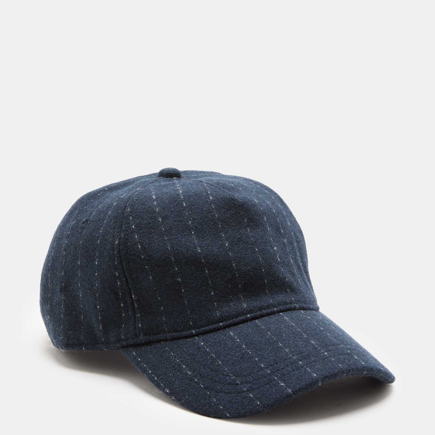 M&S Men's Wool Blend Striped Baseball Cap - Navy