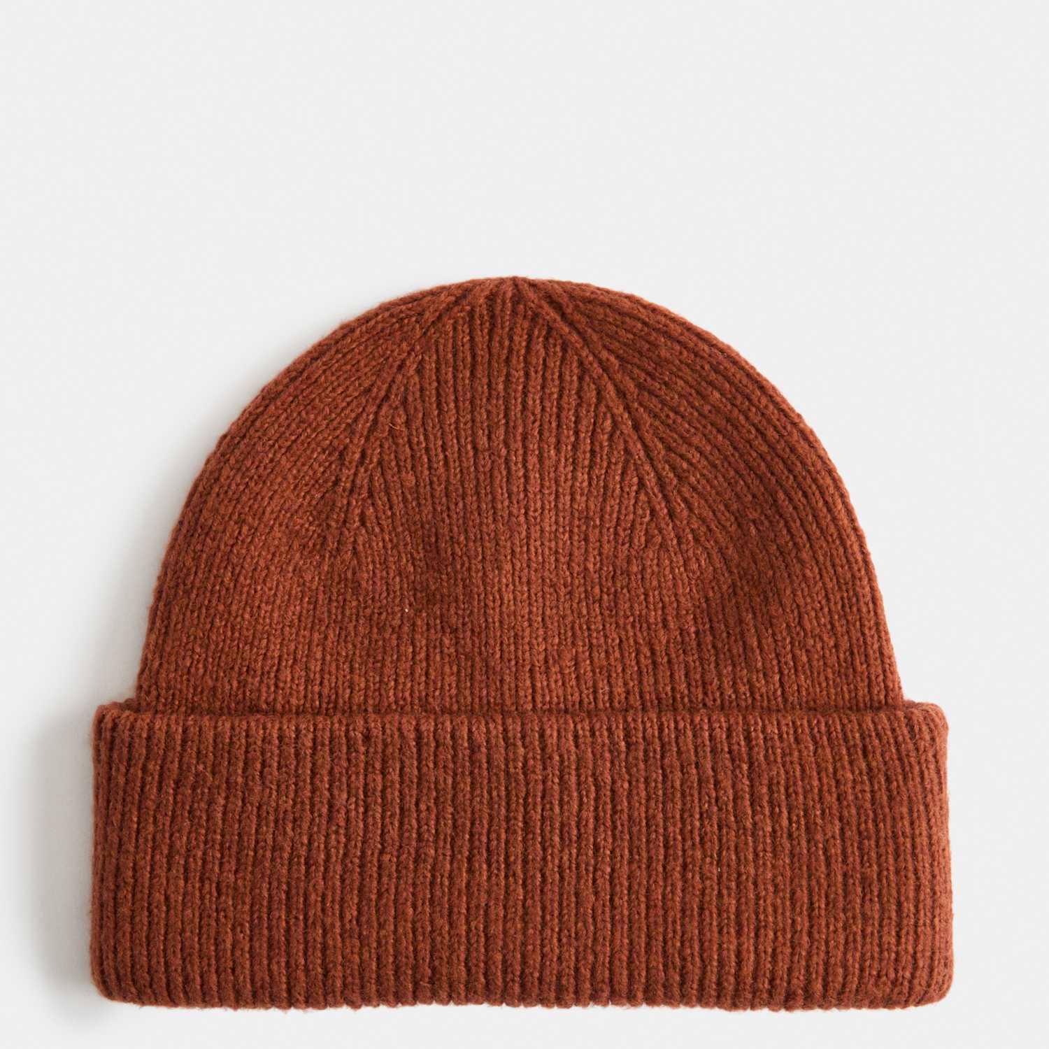 M&S Men's Ribbed Knitted Beanie Hat - Dark Orange