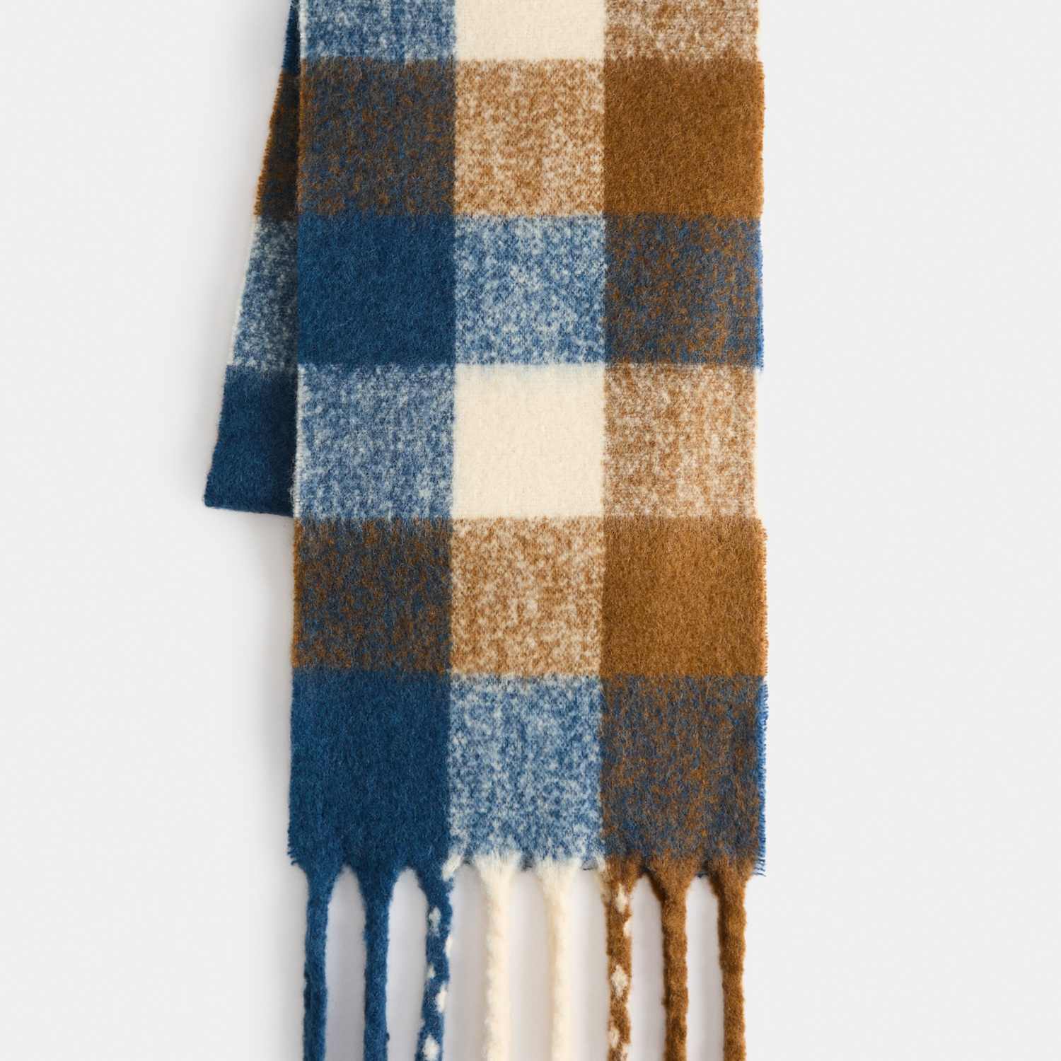 M&S Men's Wool Blend Checked Chunky Scarf - Yellow Mix