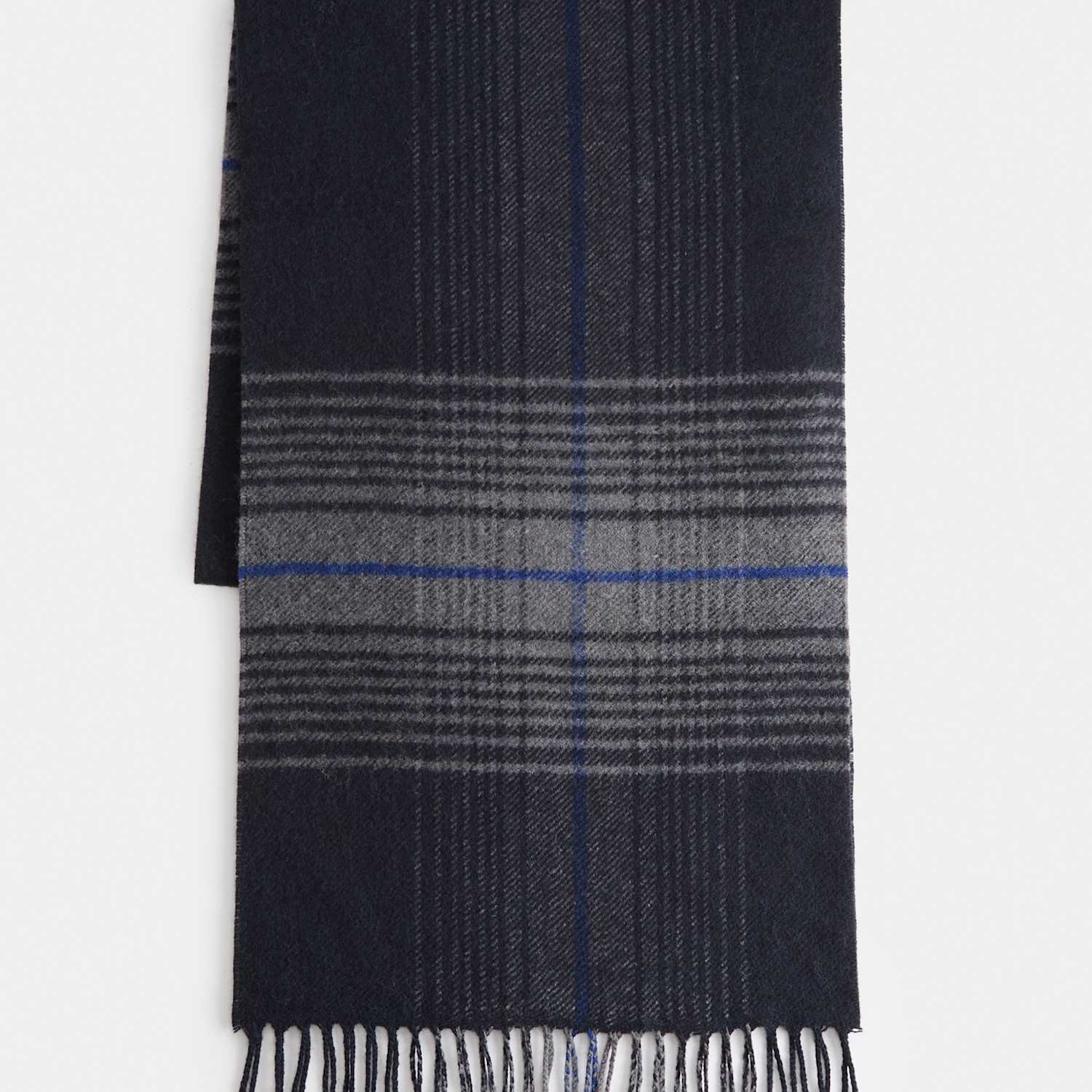 M&S Men's Wool Blend Checked Scarf - Blue Mix