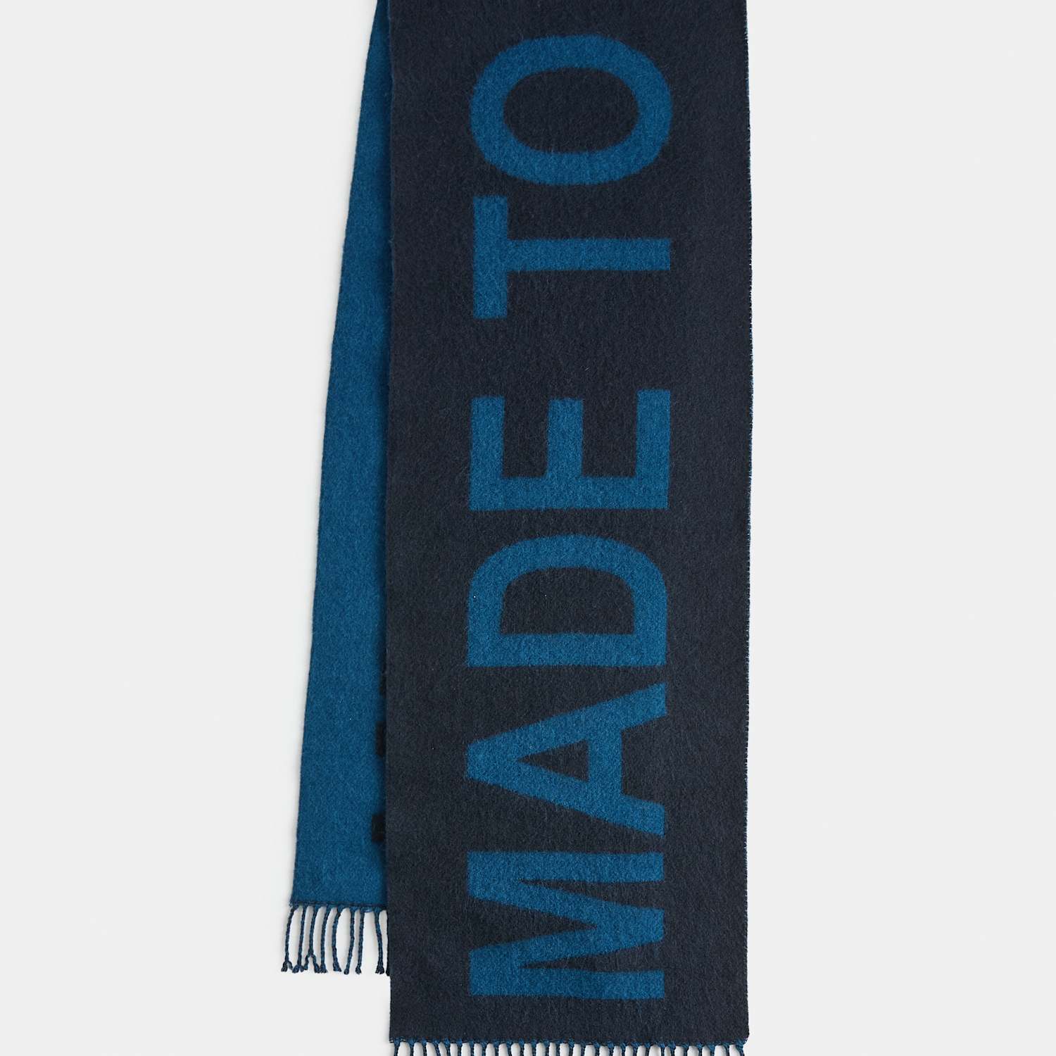 M&S Men's Wool Blend Slogan Oversized Scarf - Blue Mix