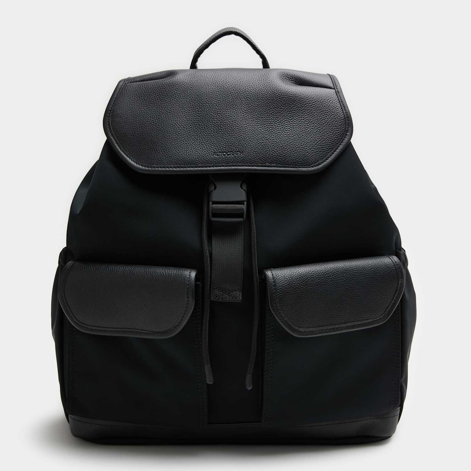 Autograph Men's Premium Part Leather Adjustable Backpack - Black