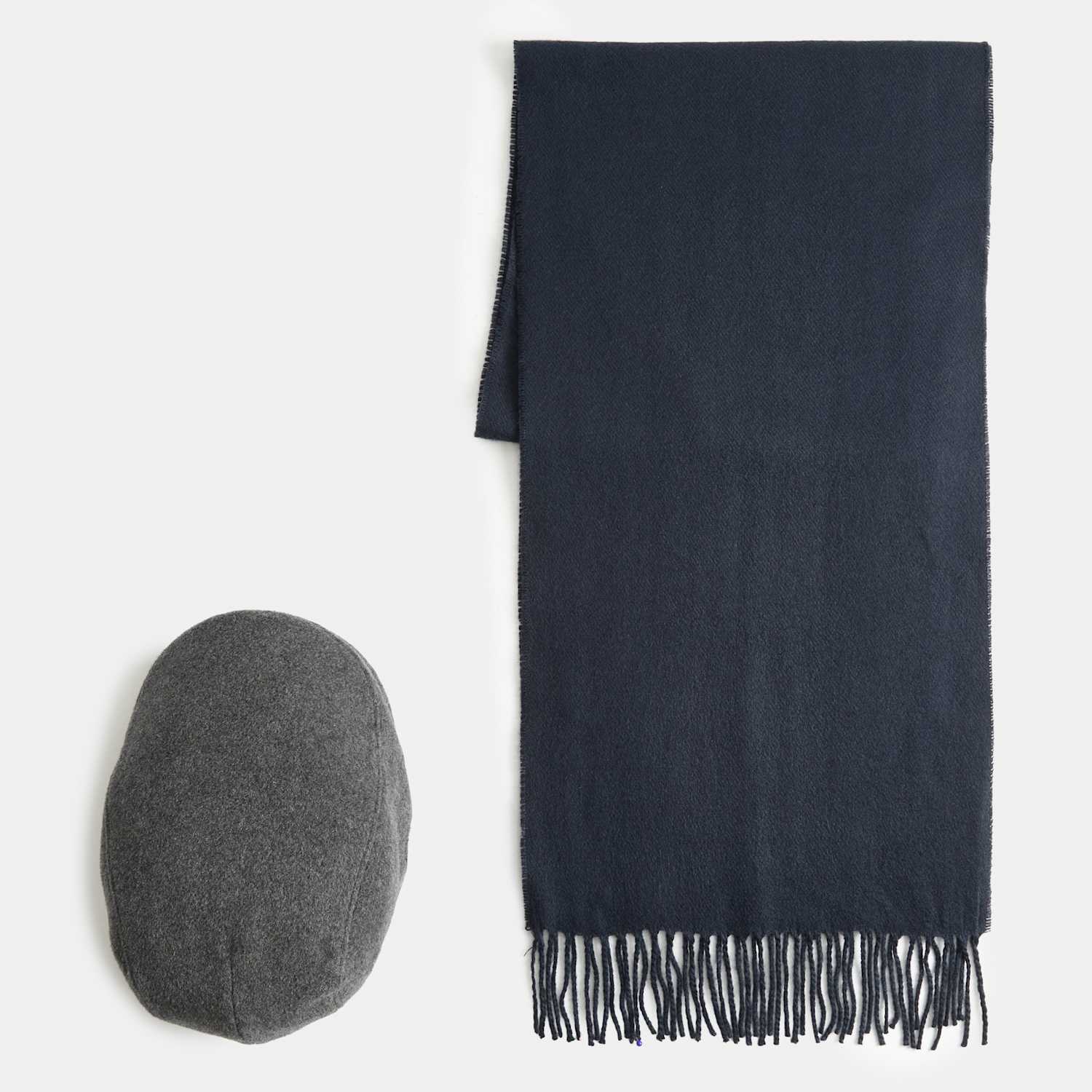 M&S Men's Flat Cap and Scarf Set - Grey Mix