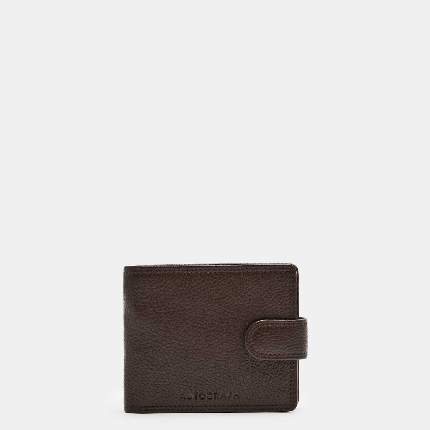 Autograph Men's Leather Pebble Grain Bifold Wallet - Dark Brown
