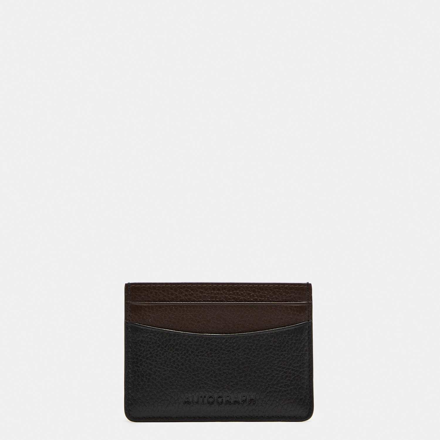 Autograph Men's Leather Pebble Grain Cardsafe Card Holder - Brown Mix