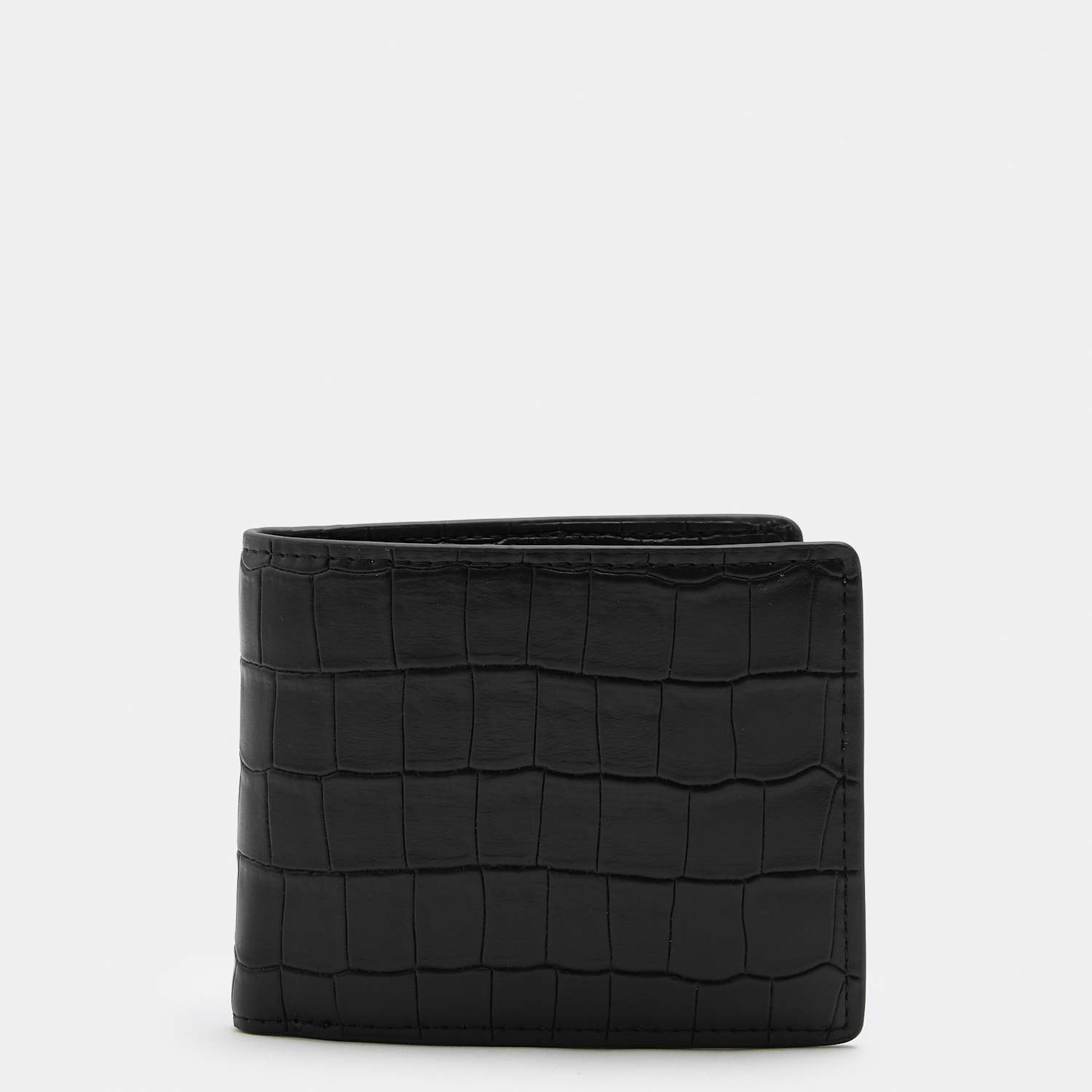 M&S Men's Mock Croc Leather Bi-fold Wallet - Black