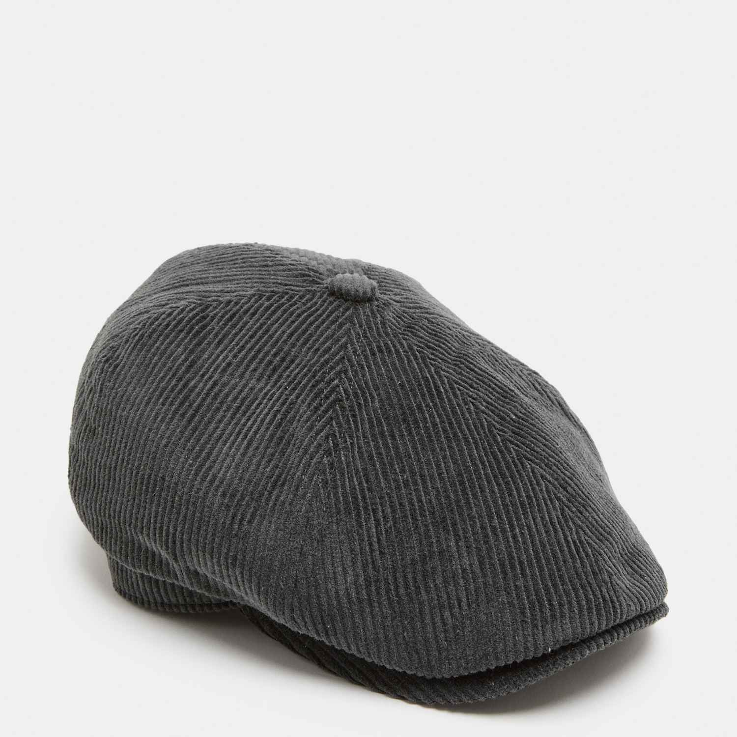 M&S Men's Pure Cotton Corduroy Flat Cap - L - XL - Dark Pewter