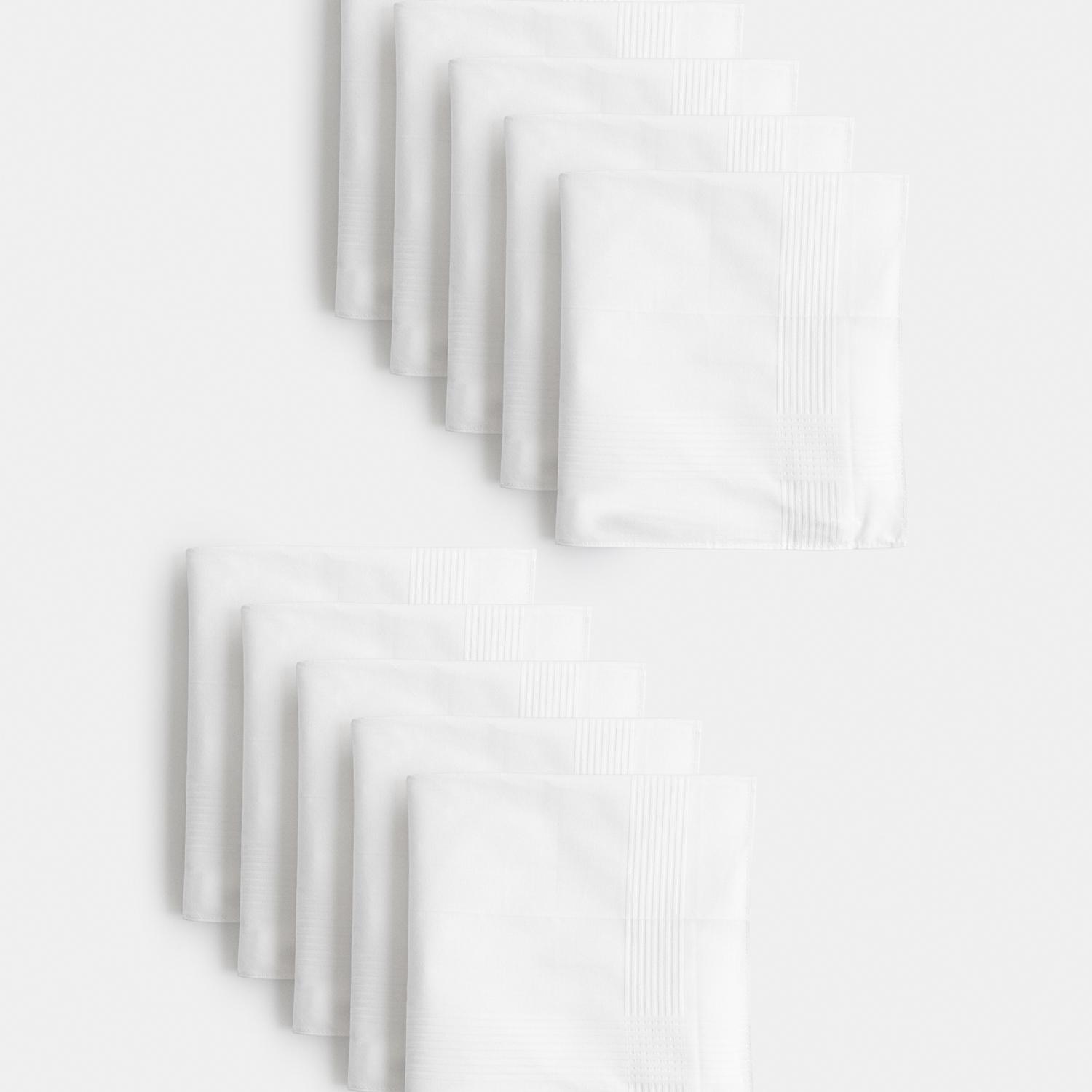 M&S Men's 10pk Antibacterial Pure Cotton Handkerchiefs with Sanitized Finish - White