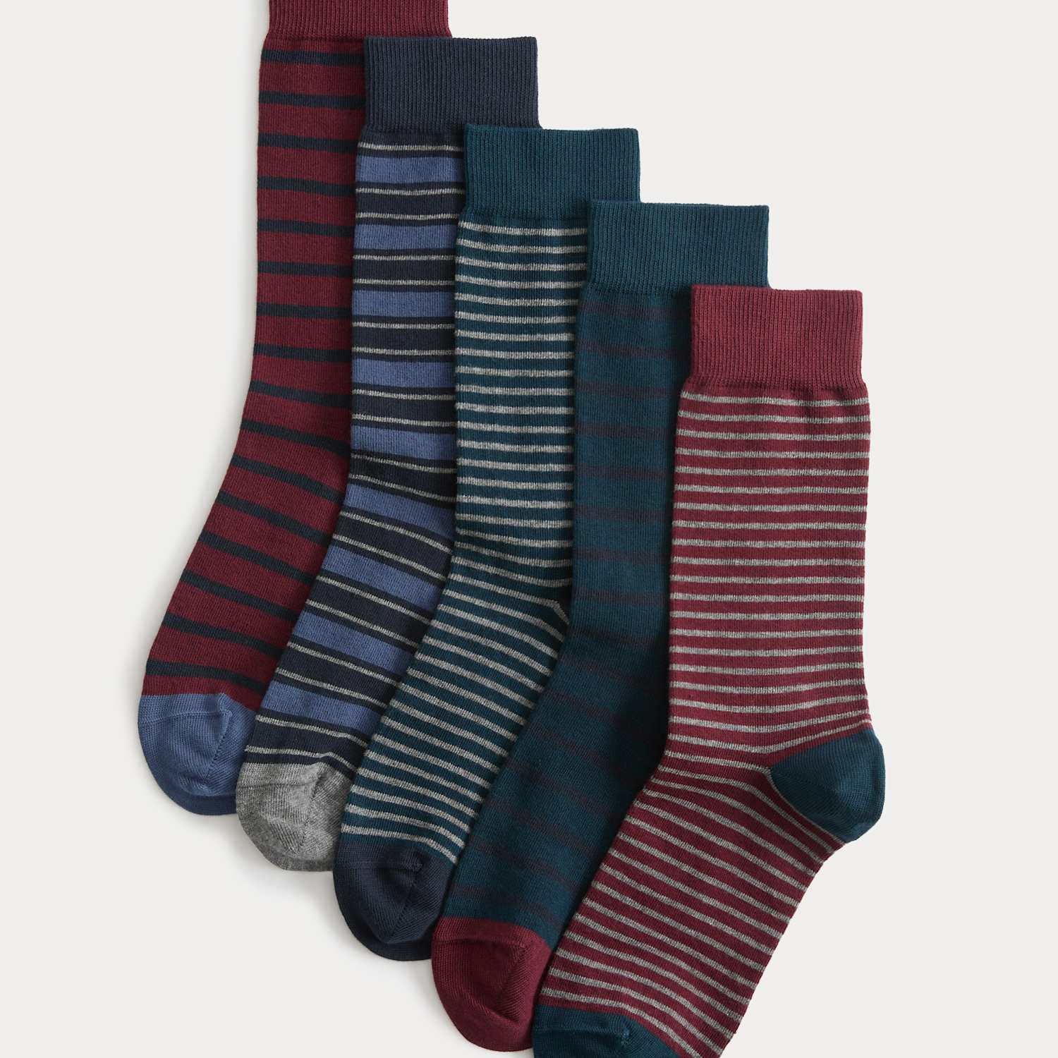 M&S Men's 5 Pack Cool & Fresh Striped Socks - 12½-14 ½ - Multi