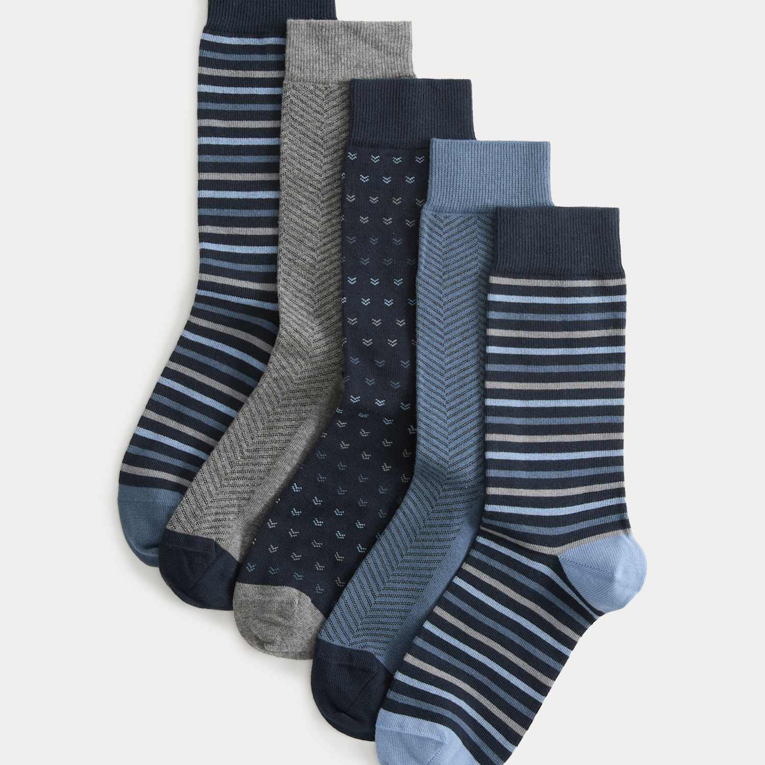 M&S Men's 5 Pack Cool & Fresh Geo Cotton Rich Socks - 6-8 ½ - Blue Mix