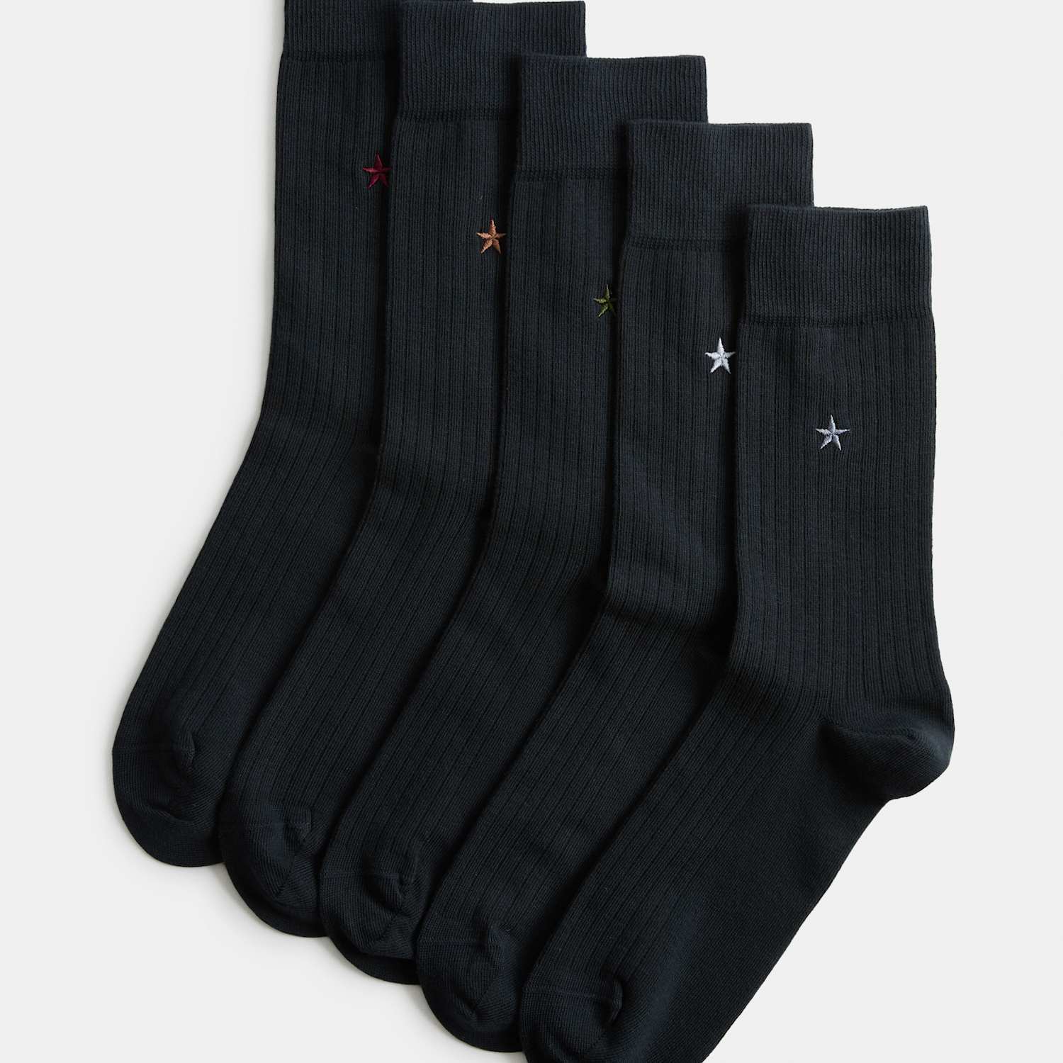 M&S Men's 5 Pack Cool & Fresh Star Cotton Rich Socks - 12½-14 ½ - Navy Mix