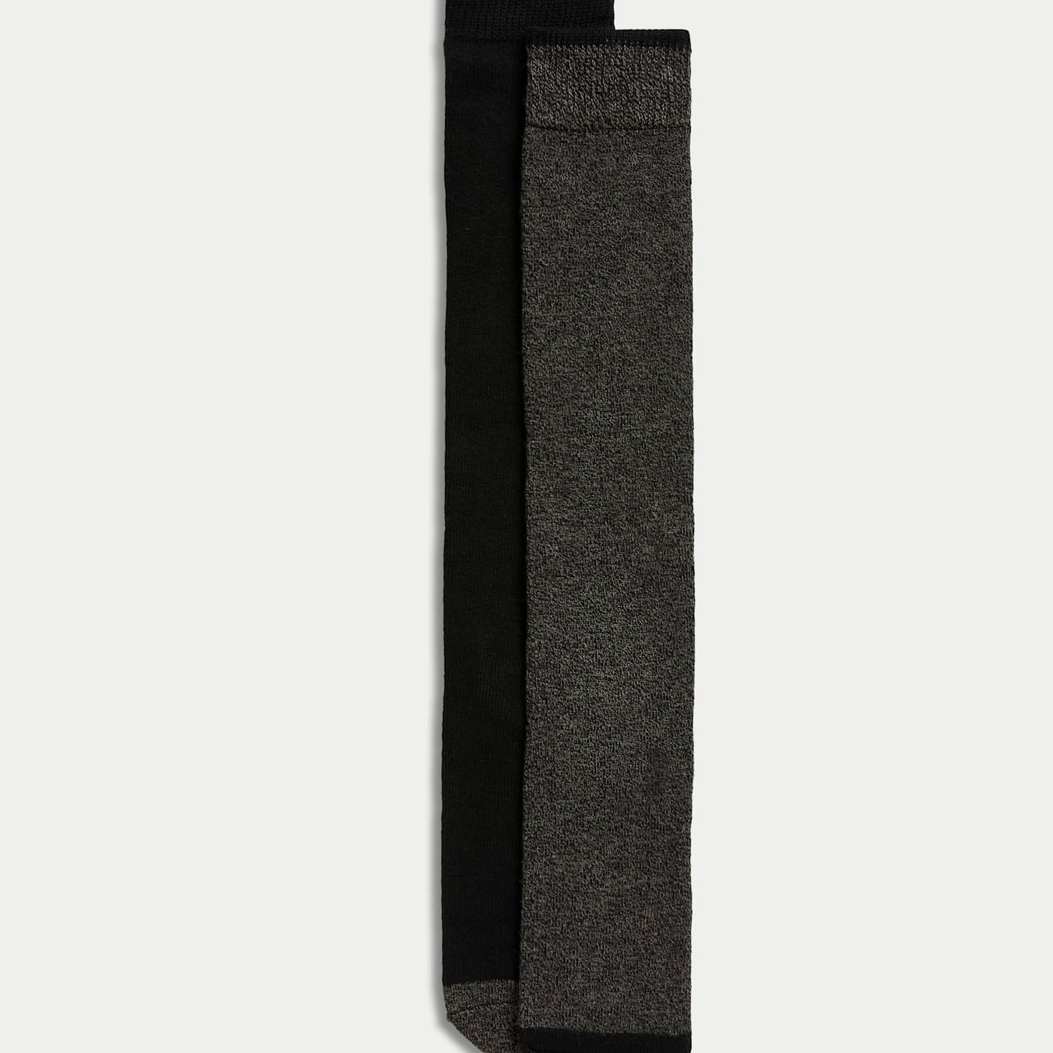M&S Men's 2 Pack Heatgen Maximum Warmth Longer Length Thermal Socks - 9-12 - Grey Mix