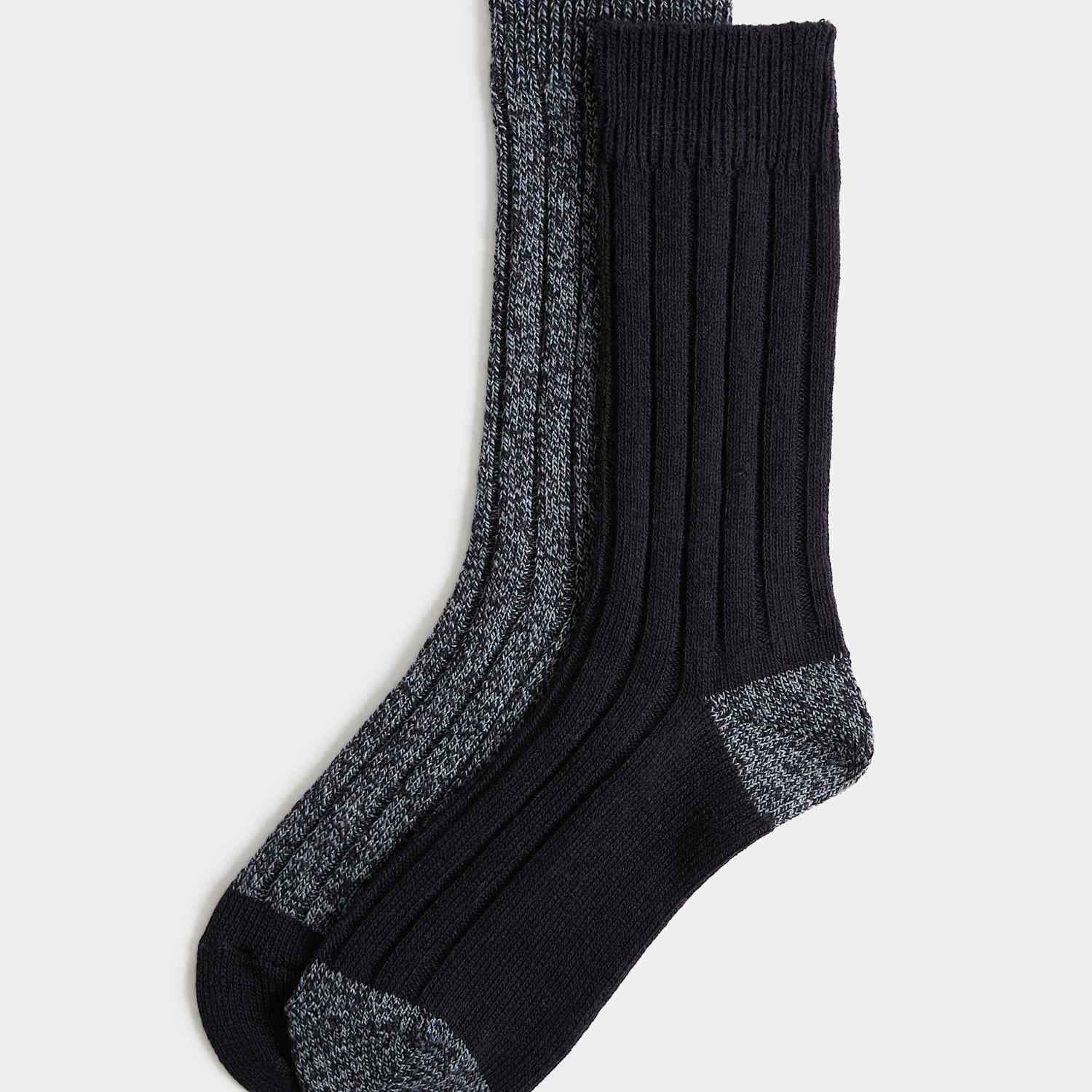 M&S Men's 2 Pack Heatgen Medium Thermal Socks with Wool - 6-8 ½ - Navy Mix