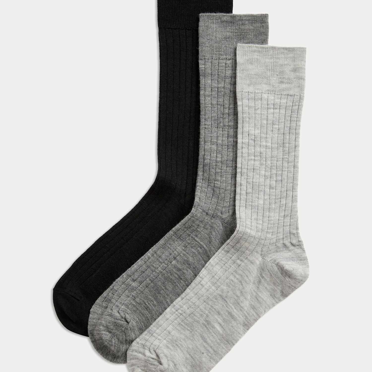 Autograph Men's 3 Pack Lambswool Rich Socks - 6-8 ½ - Grey Mix