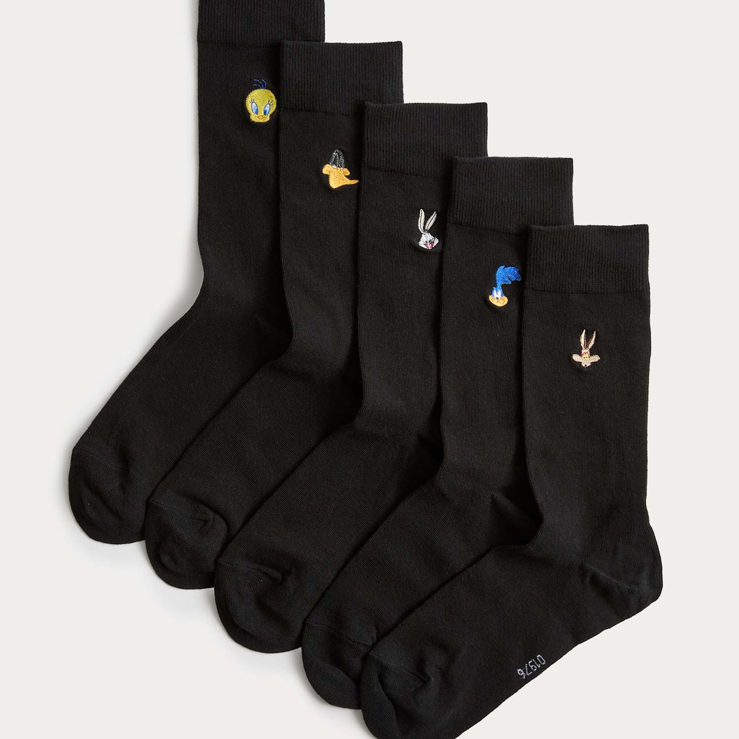 M&S Men's 5 Pack Cotton Rich Looney Tunes Socks - 6-8 ½ - Black Mix