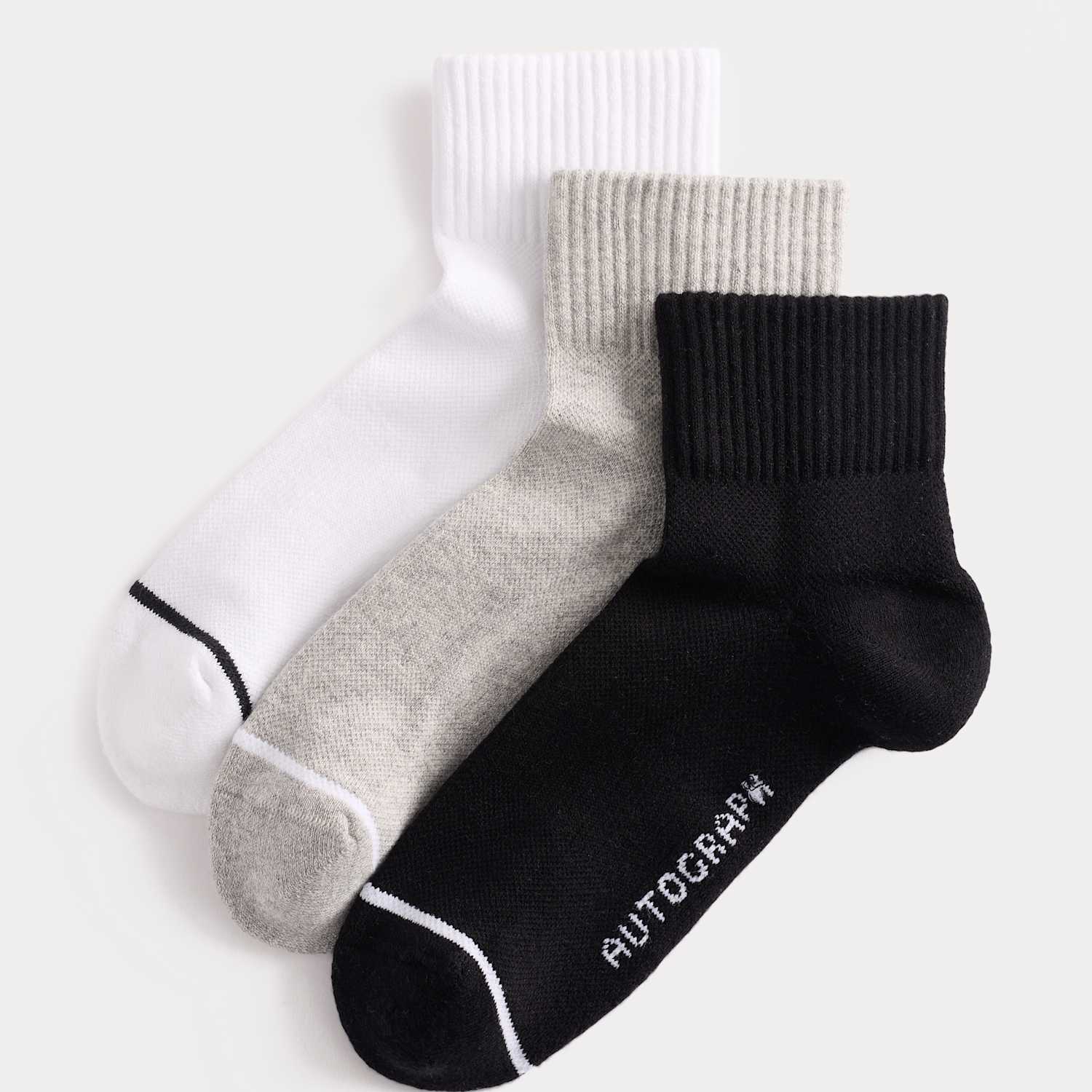 Autograph Men's 3 Pack Pima Cotton Rich Quarter Liner Socks - 9-12 - Multi