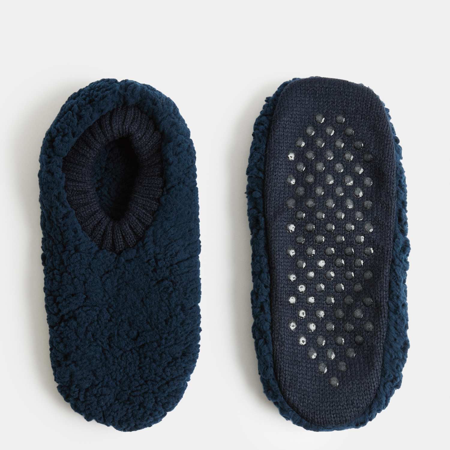 M&S Men's Borg Slipper Socks - 9-12 - Navy