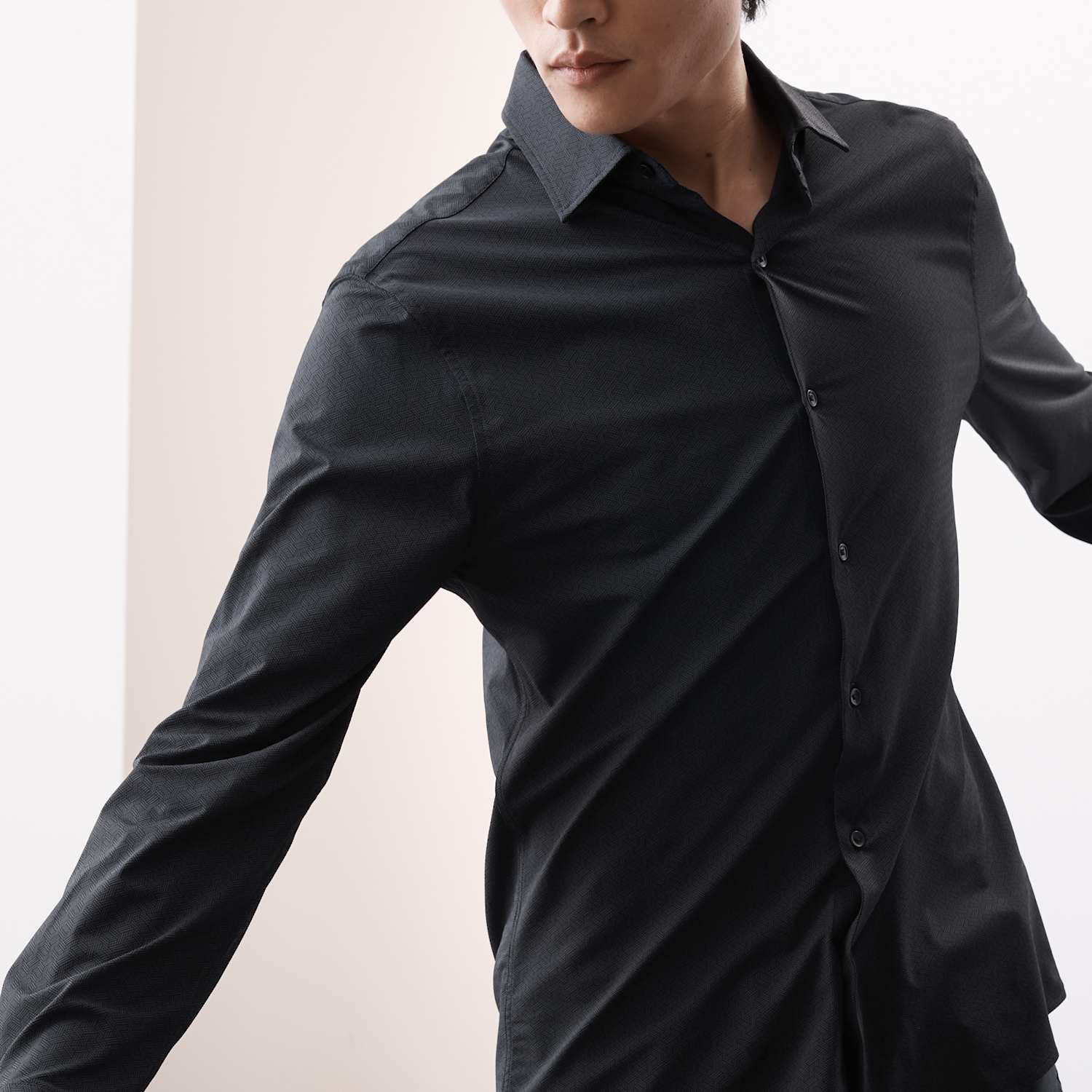 Autograph Men's Slim Fit Super Stretch Printed Shirt - S - Black Mix